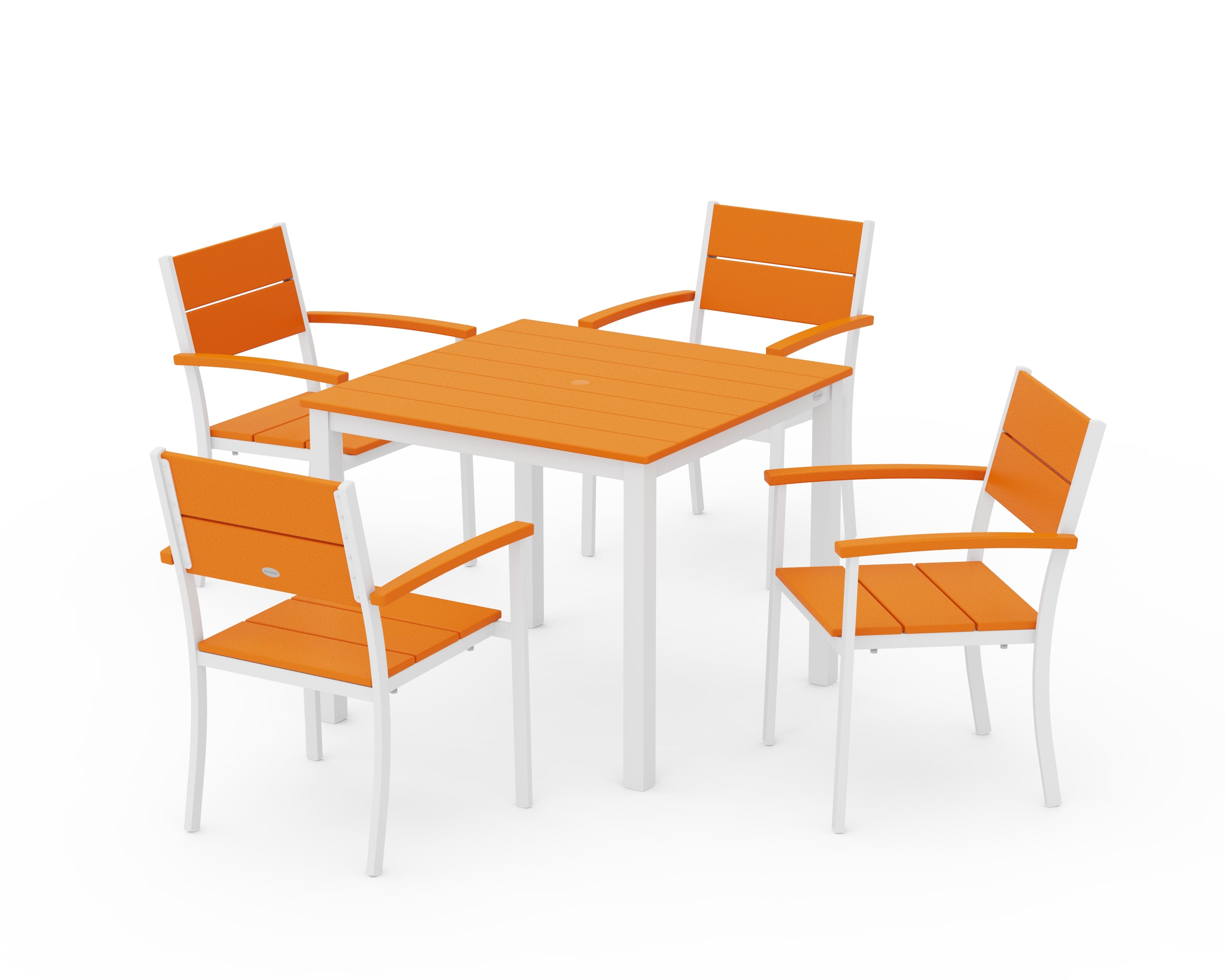 POLYWOOD® Main Street 5-Piece Dining Set in White / Tangerine