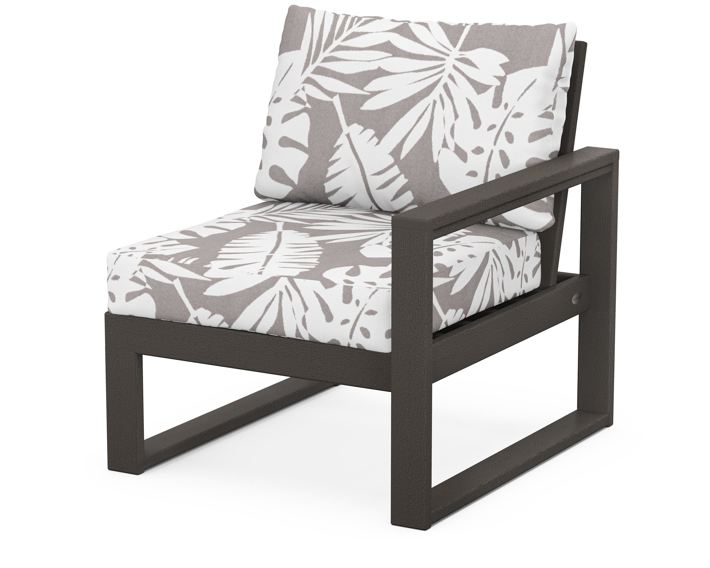 POLYWOOD® EDGE Modular Right Arm Chair in Vintage Coffee / Leaf Grey Mist