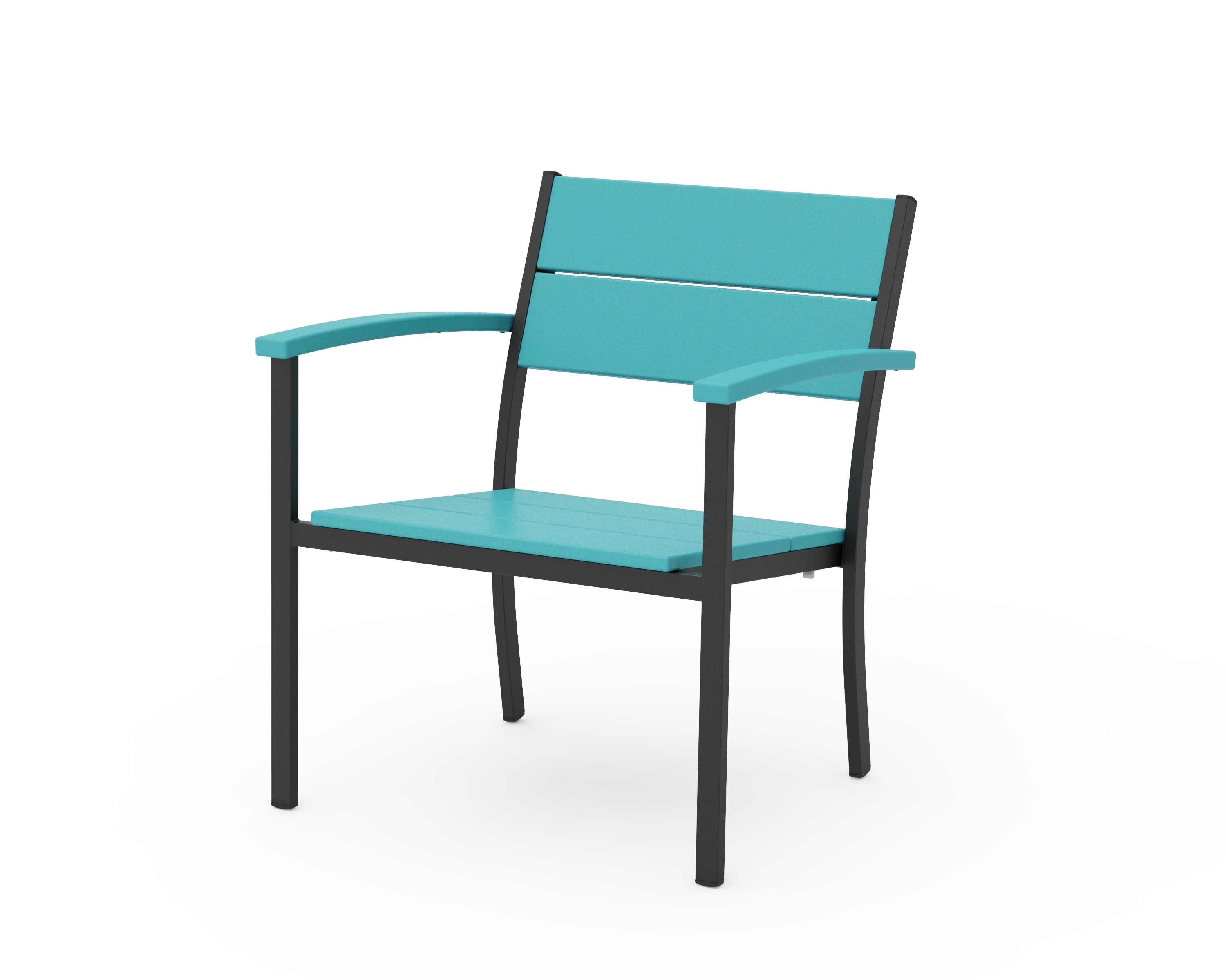 POLYWOOD® Main Street Stacking Lounge Arm Chair in Black / Aruba