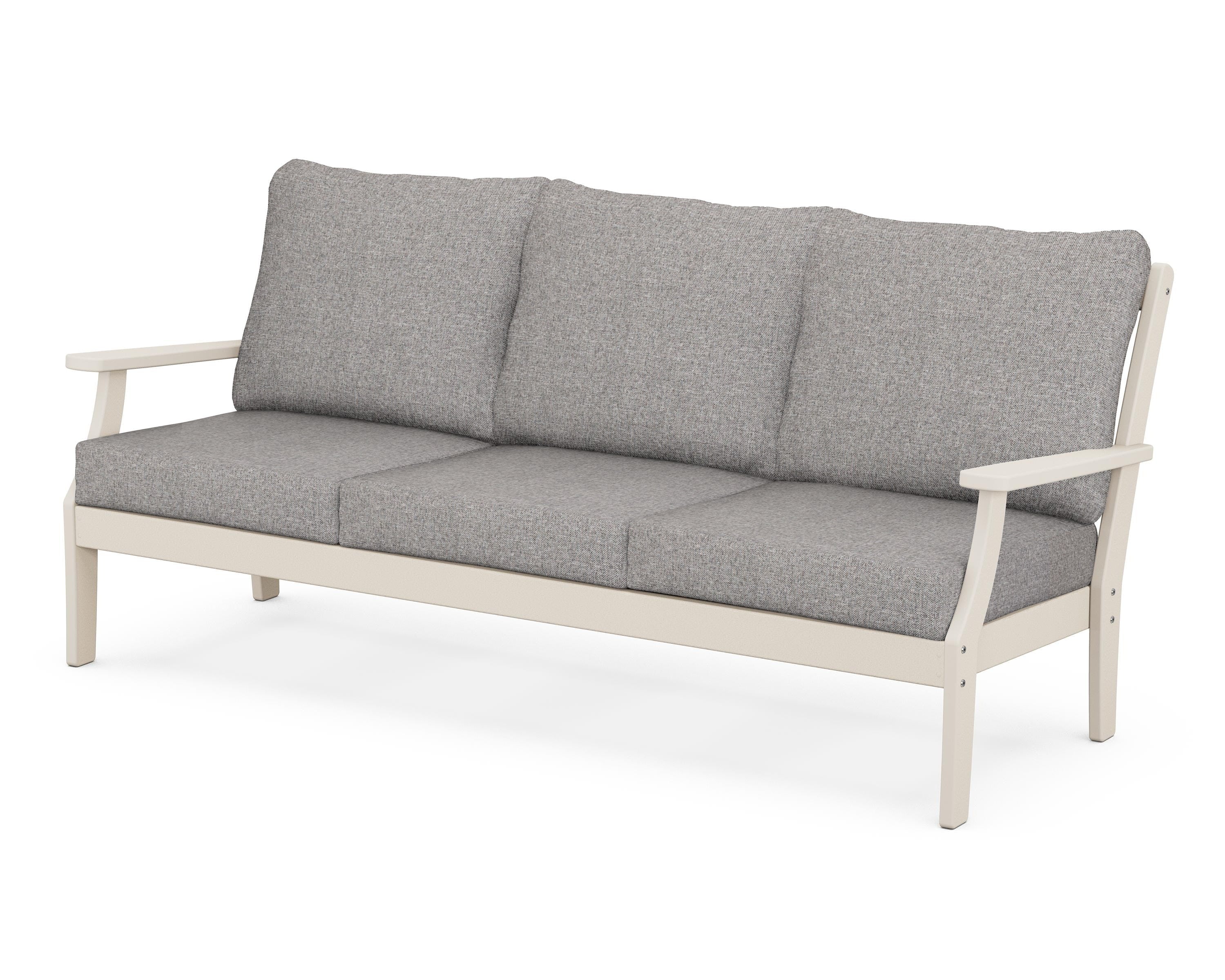 POLYWOOD® Braxton Deep Seating Sofa in Sand / Grey Mist