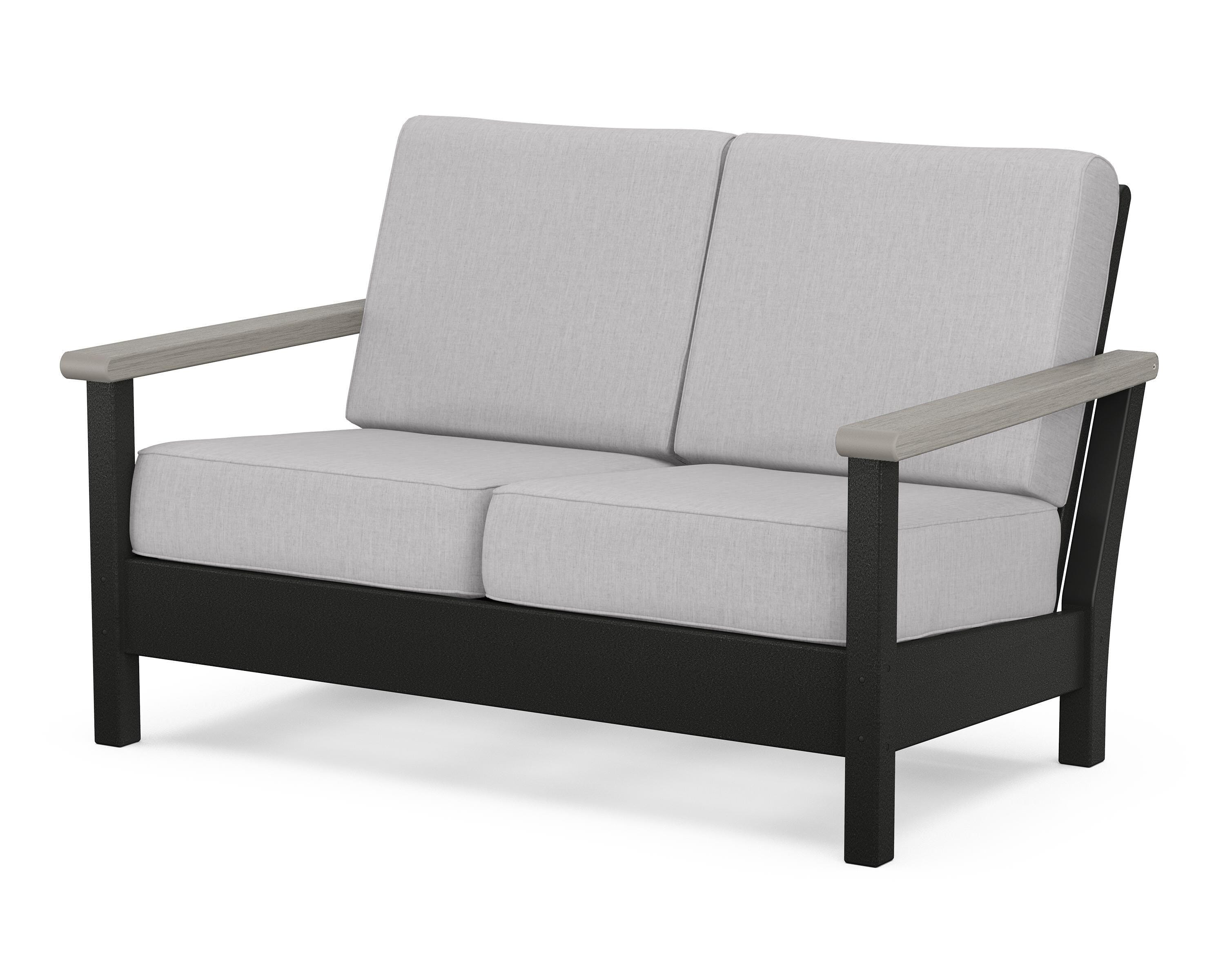 POLYWOOD® Harbour Deep Seating Loveseat in Black / Driftwood / Granite