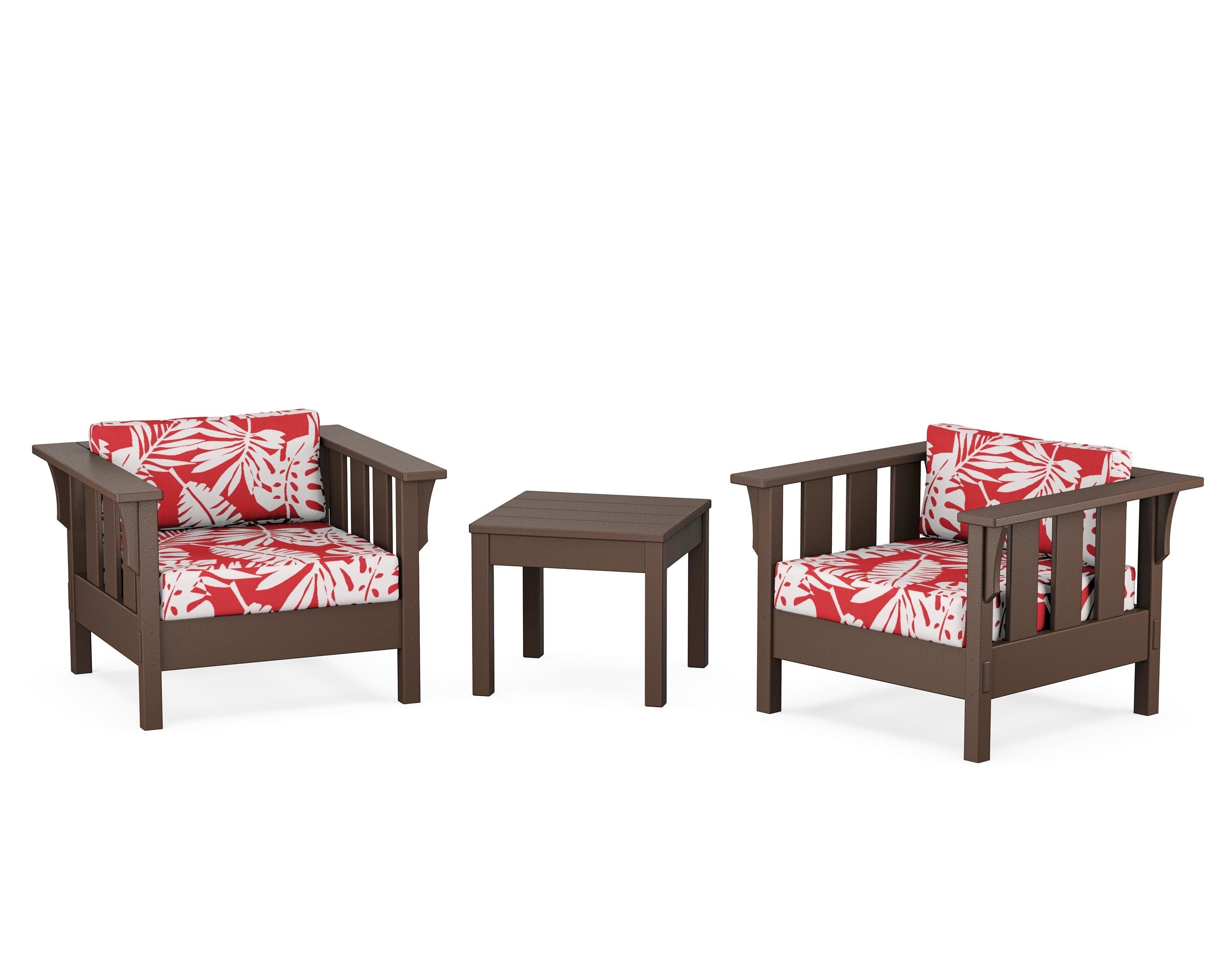 Martha Stewart by POLYWOOD® Acadia 3-Piece Deep Seating Set in Mahogany / Leaf Crimson