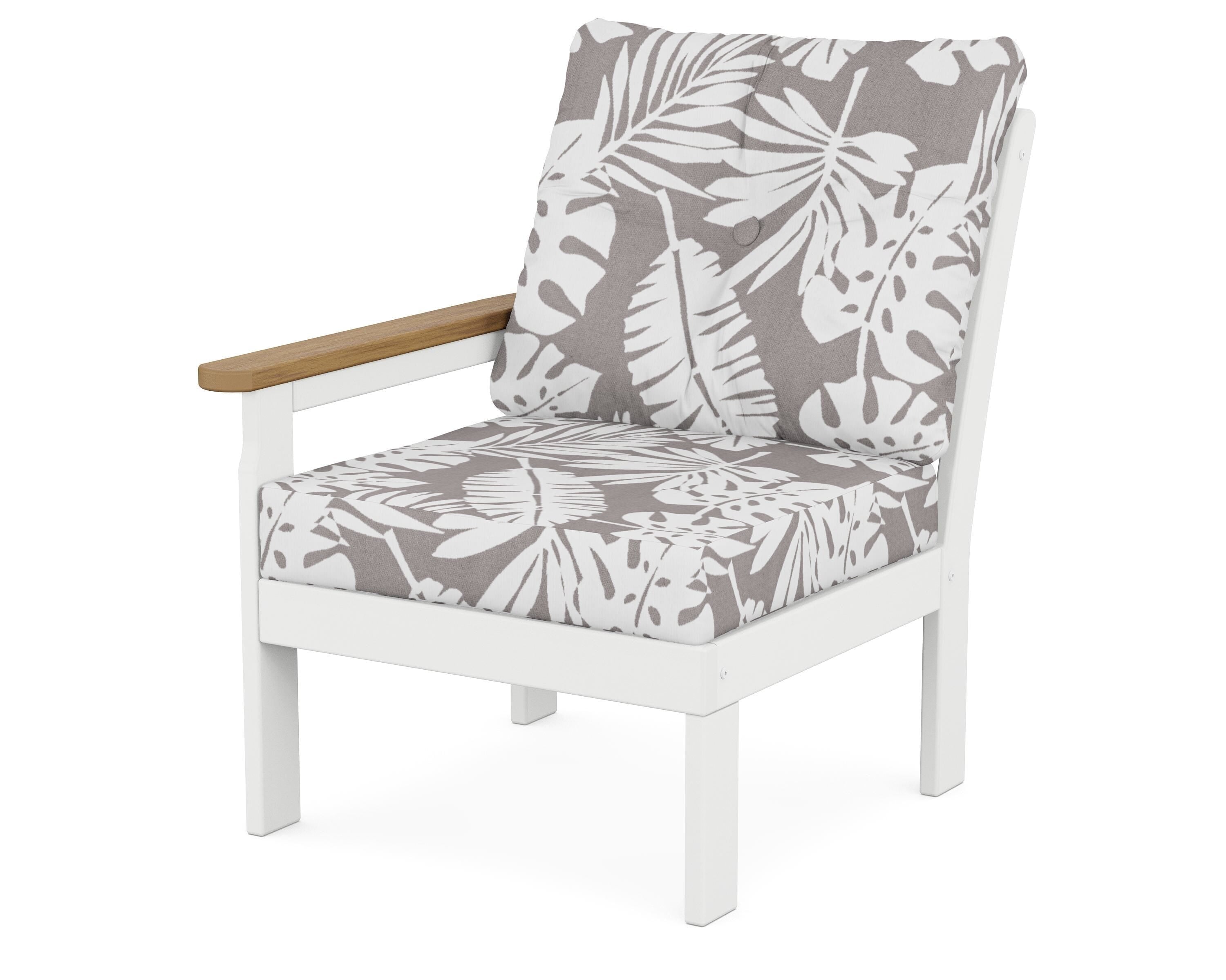 POLYWOOD® Vineyard Modular Left Arm Chair in White / Natural / Leaf Grey Mist