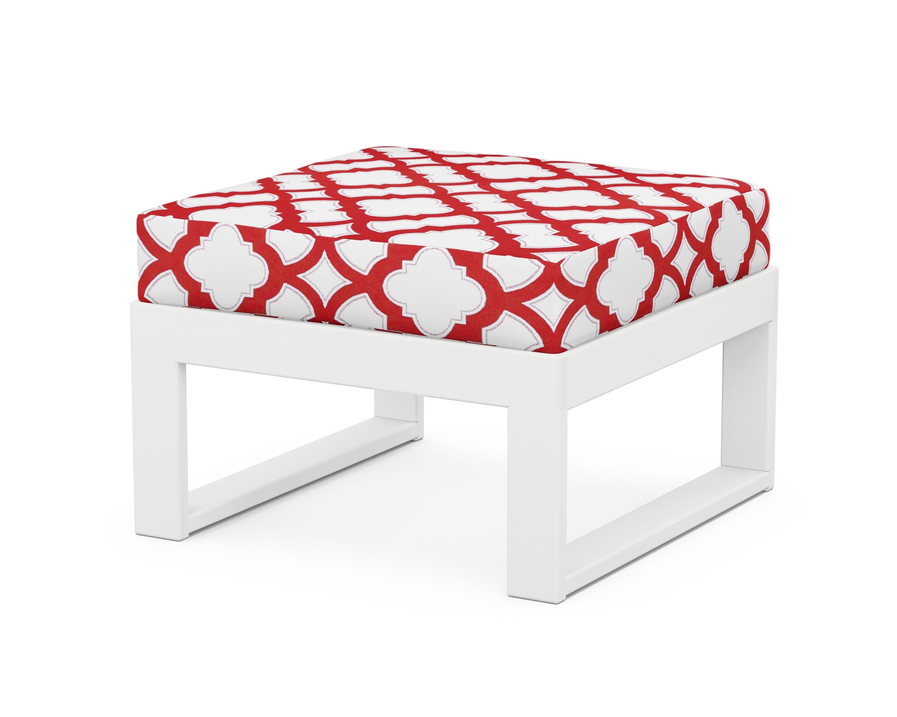 Unbranded Modular Ottoman - Modern in White / Trellis Crimson
