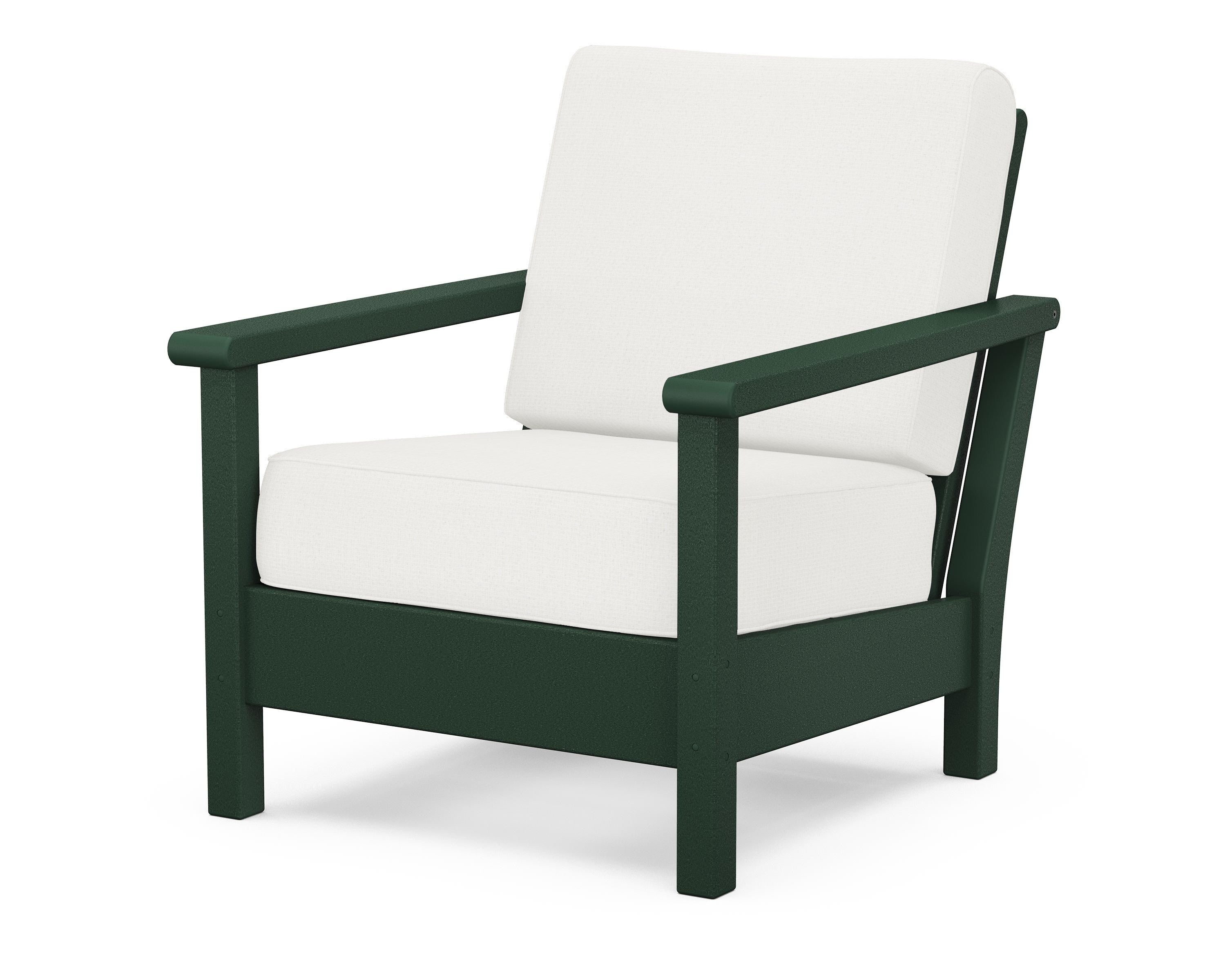 POLYWOOD® Harbour Deep Seating Chair in Green / Natural Linen