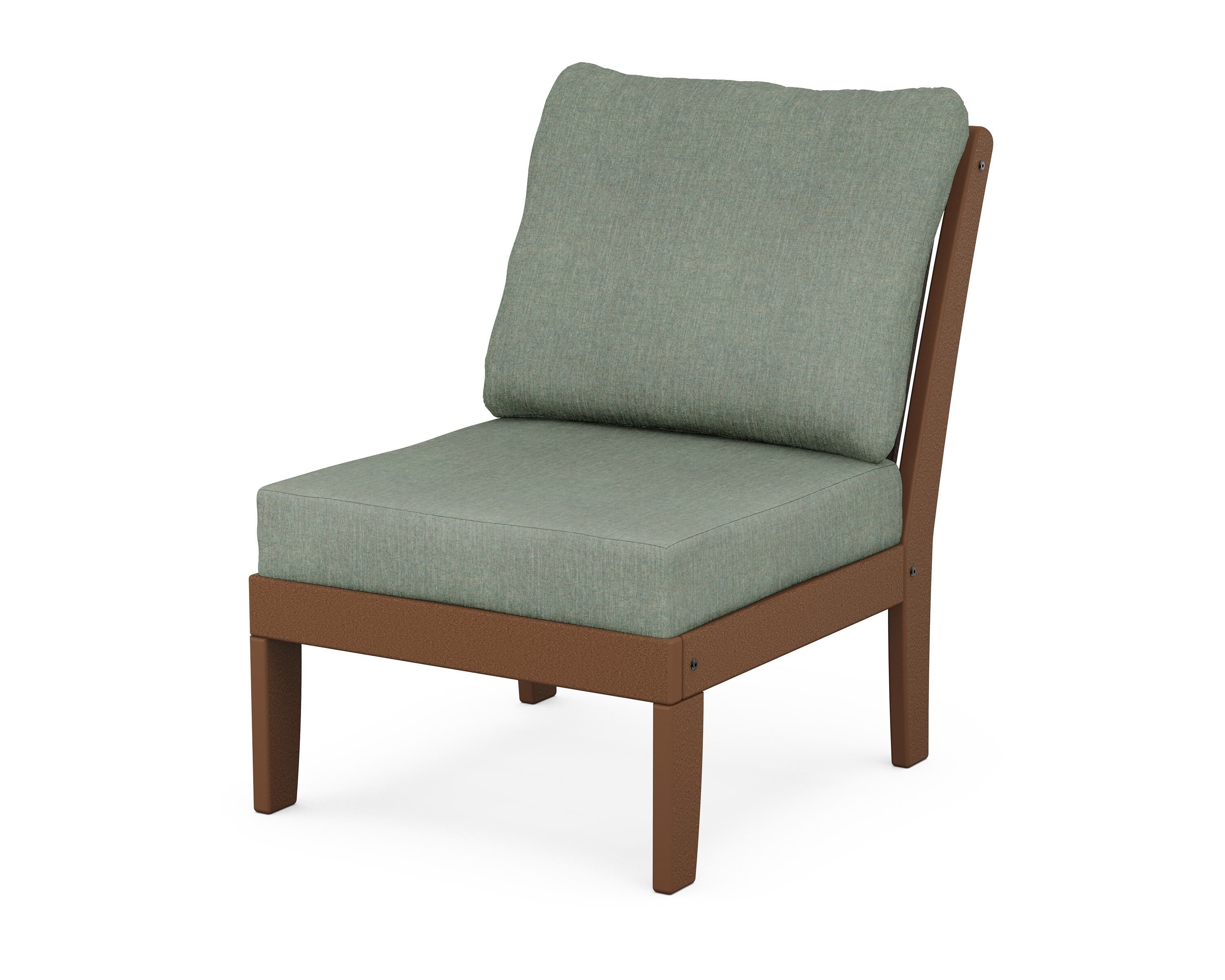 POLYWOOD® Braxton Modular Armless Chair in Teak / Cast Sage