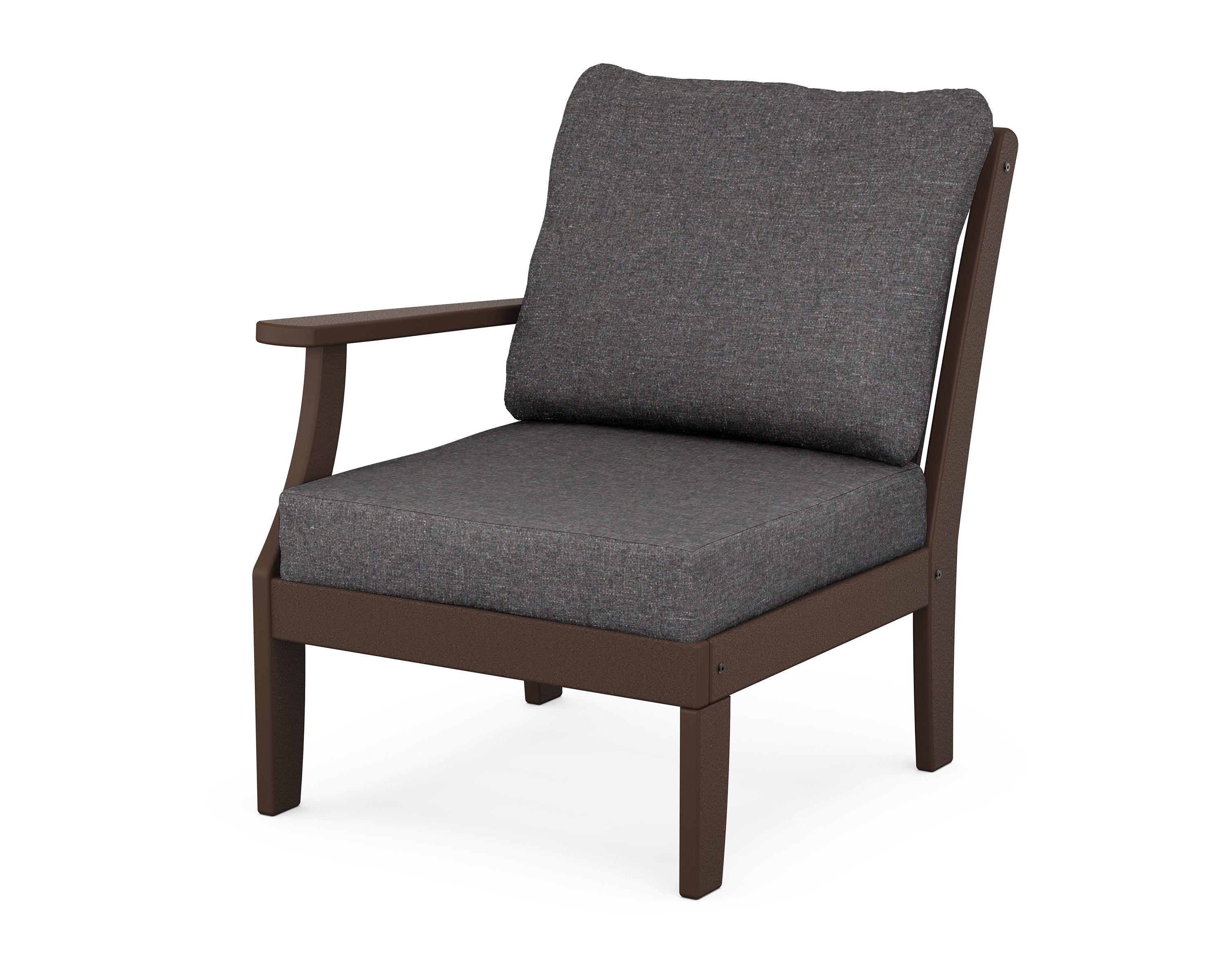 POLYWOOD® Braxton Modular Left Arm Chair in Mahogany / Ash Charcoal