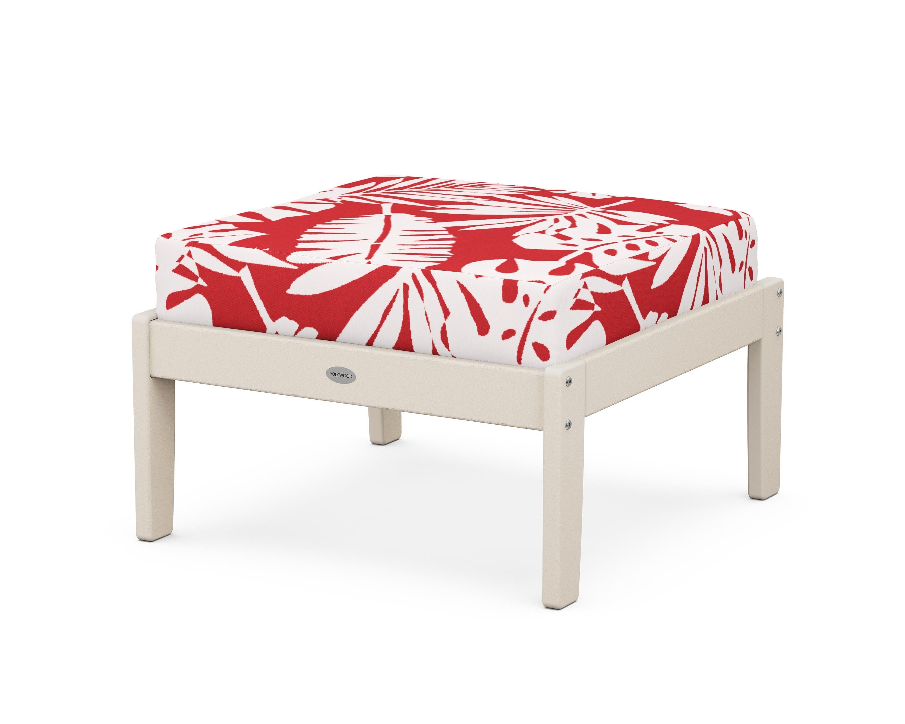 POLYWOOD® Braxton Deep Seating Ottoman in Sand / Leaf Crimson