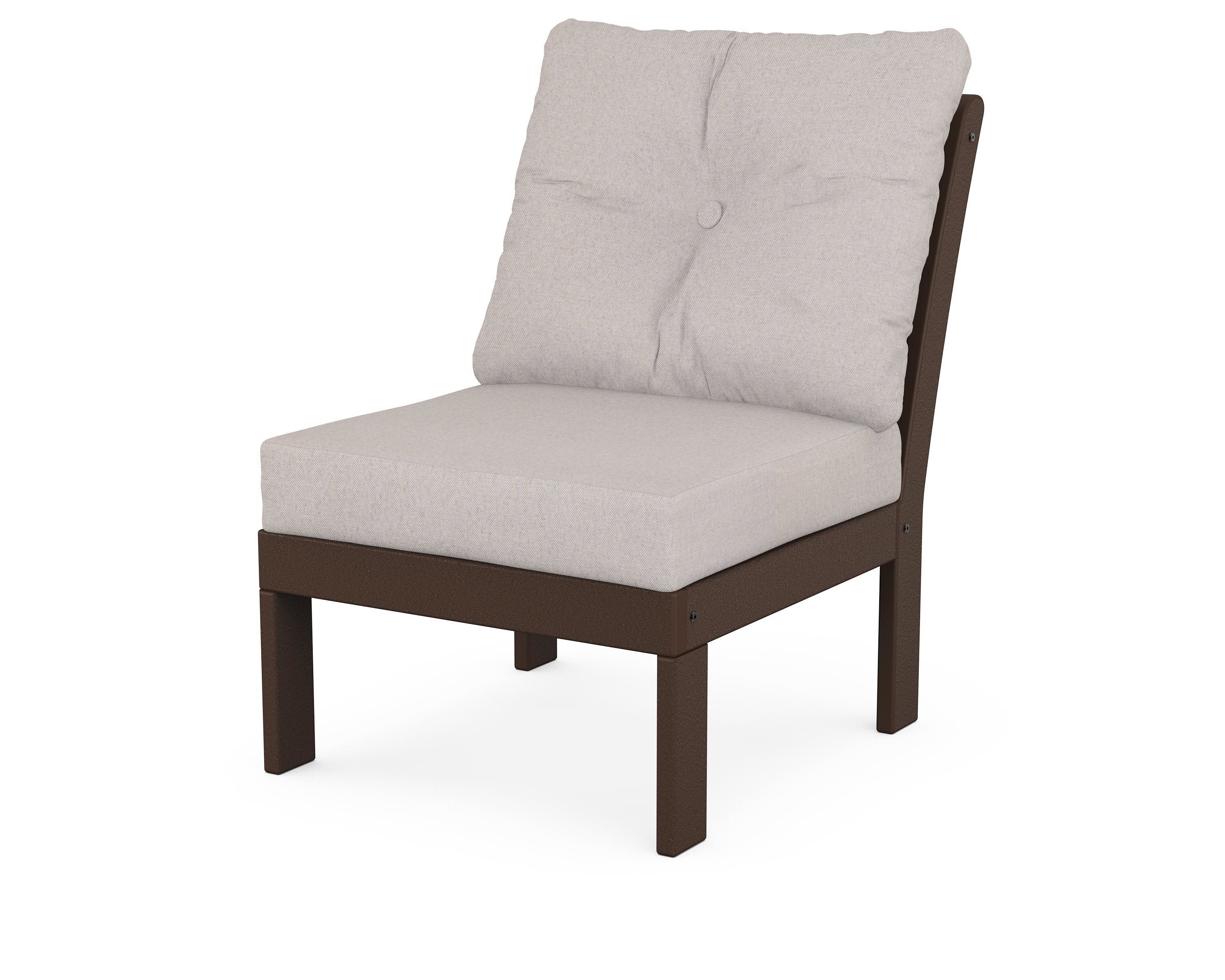 POLYWOOD® Vineyard Modular Armless Chair in Mahogany / Dune Burlap