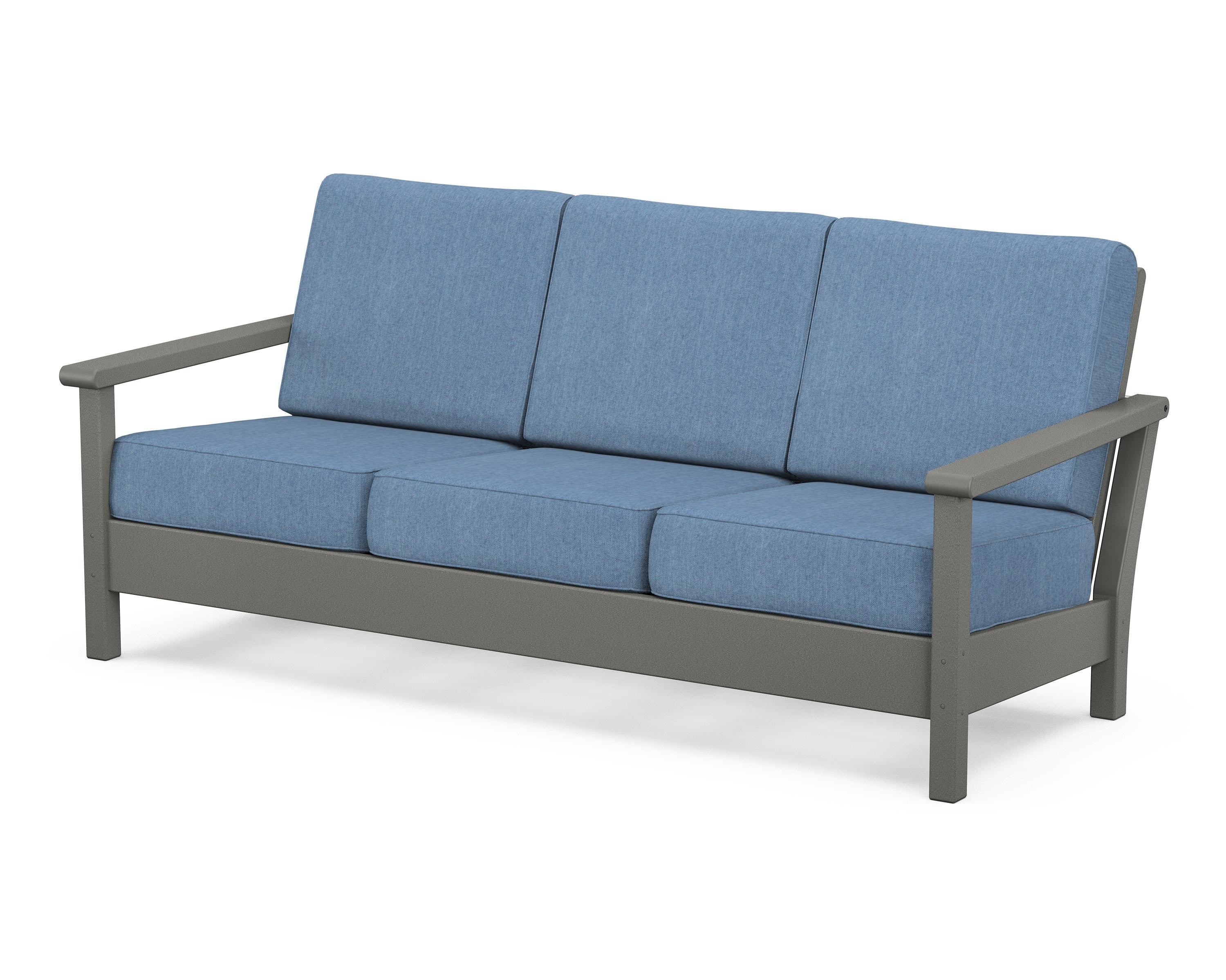 POLYWOOD® Harbour Deep Seating Sofa in Slate Grey / Sky Blue