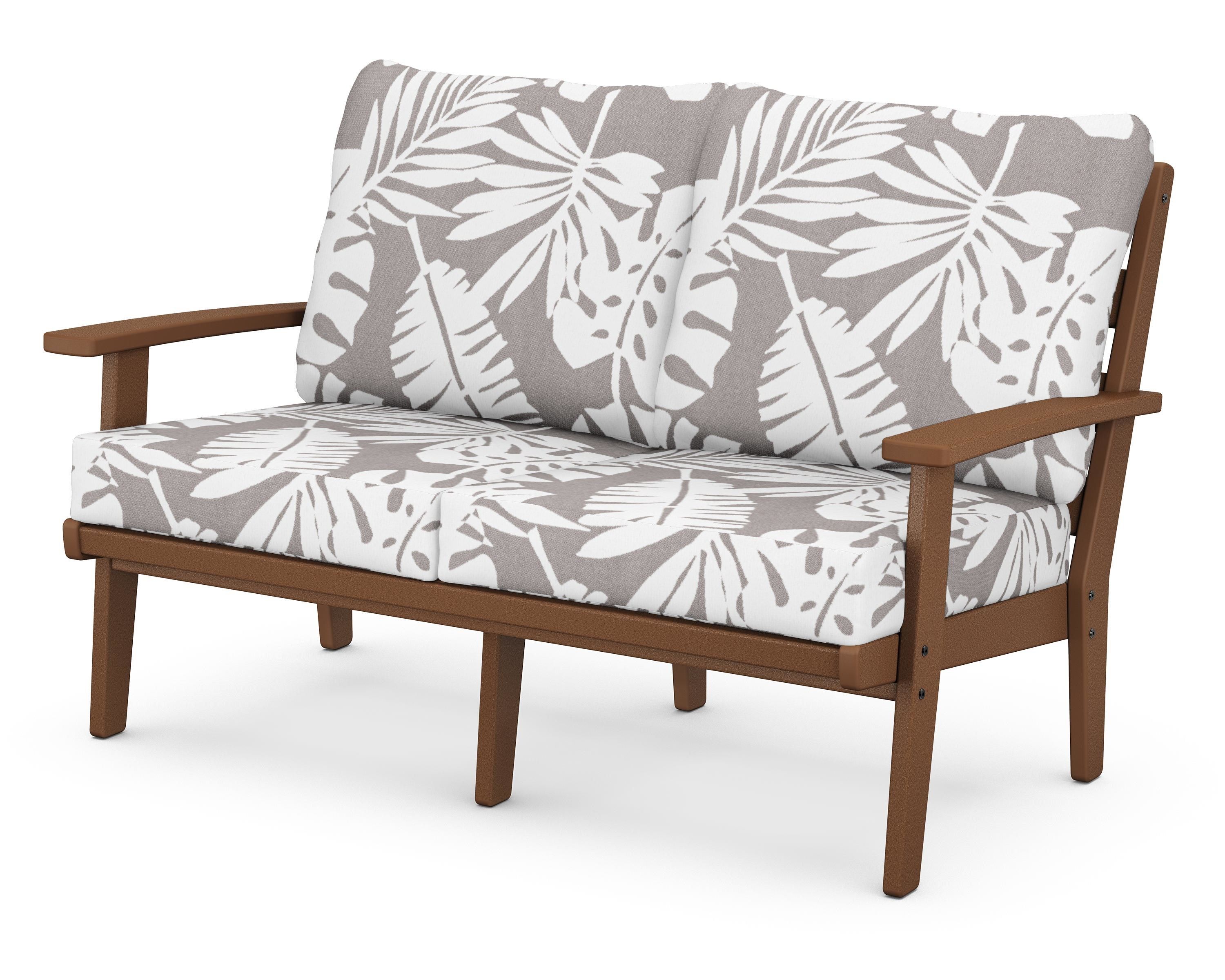 POLYWOOD® Grant Park Deep Seating Loveseat in Teak / Leaf Grey Mist