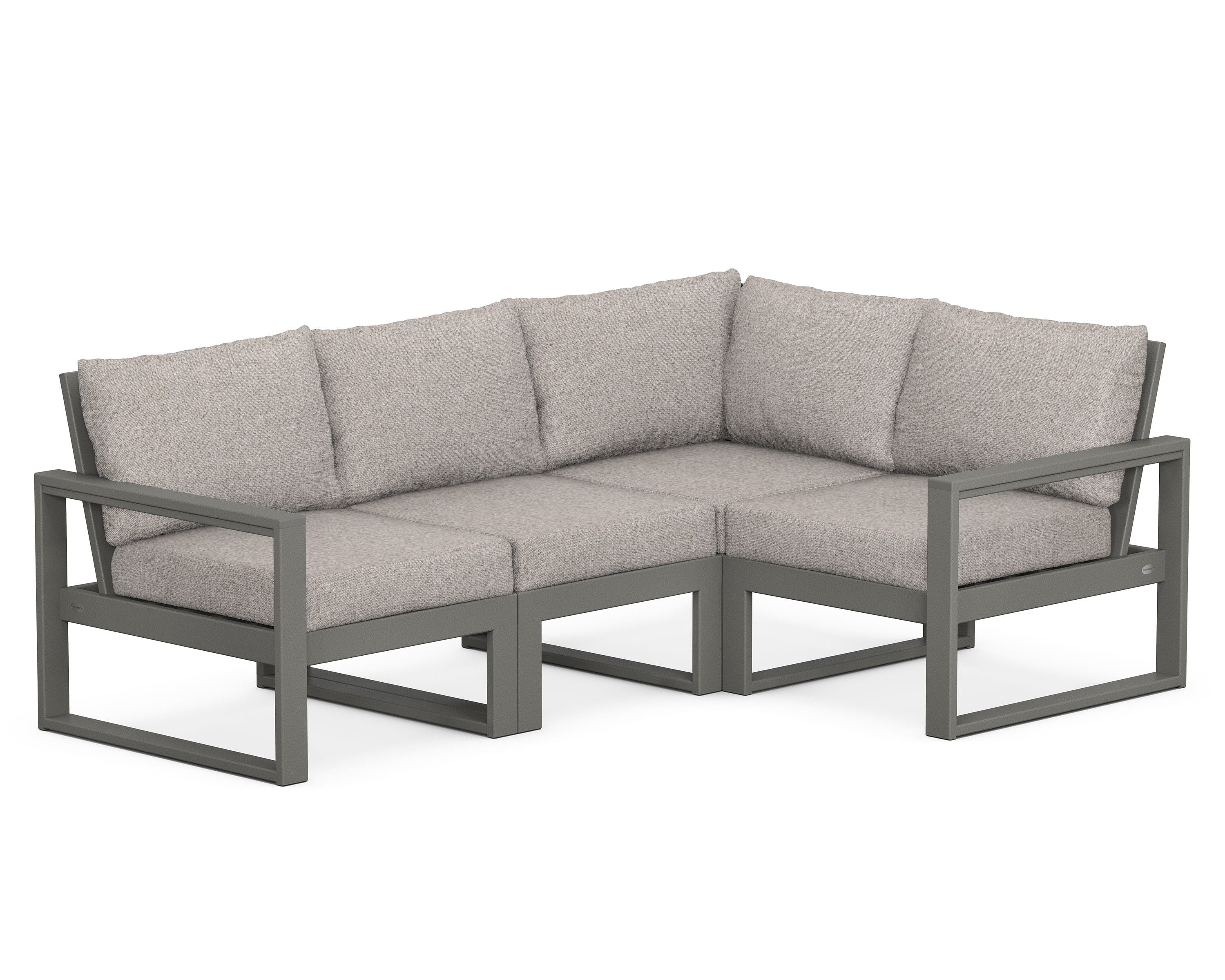 POLYWOOD® EDGE 4-Piece Modular Deep Seating Set in Slate Grey / Weathered Tweed