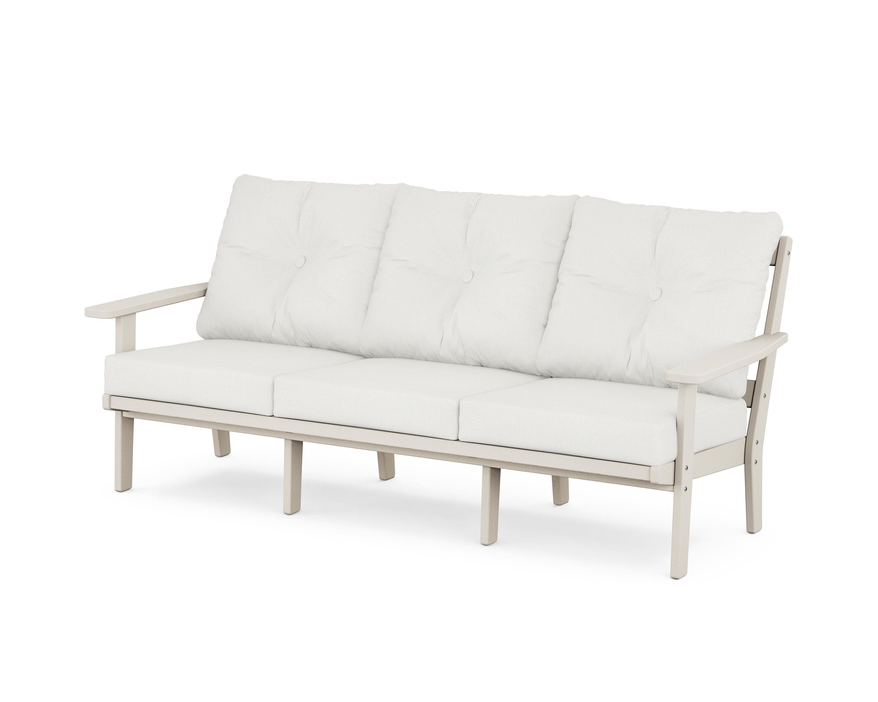 POLYWOOD® Oxford Deep Seating Sofa in Sand / Natural Linen