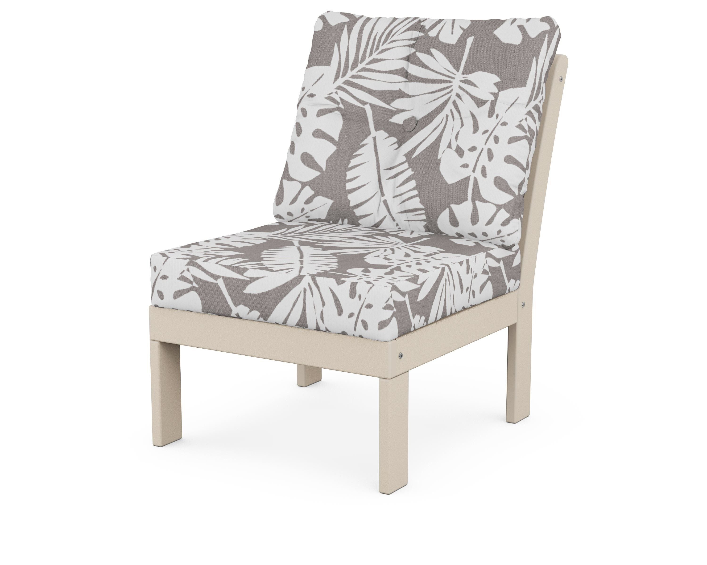 POLYWOOD® Vineyard Modular Armless Chair in Sand / Leaf Grey Mist