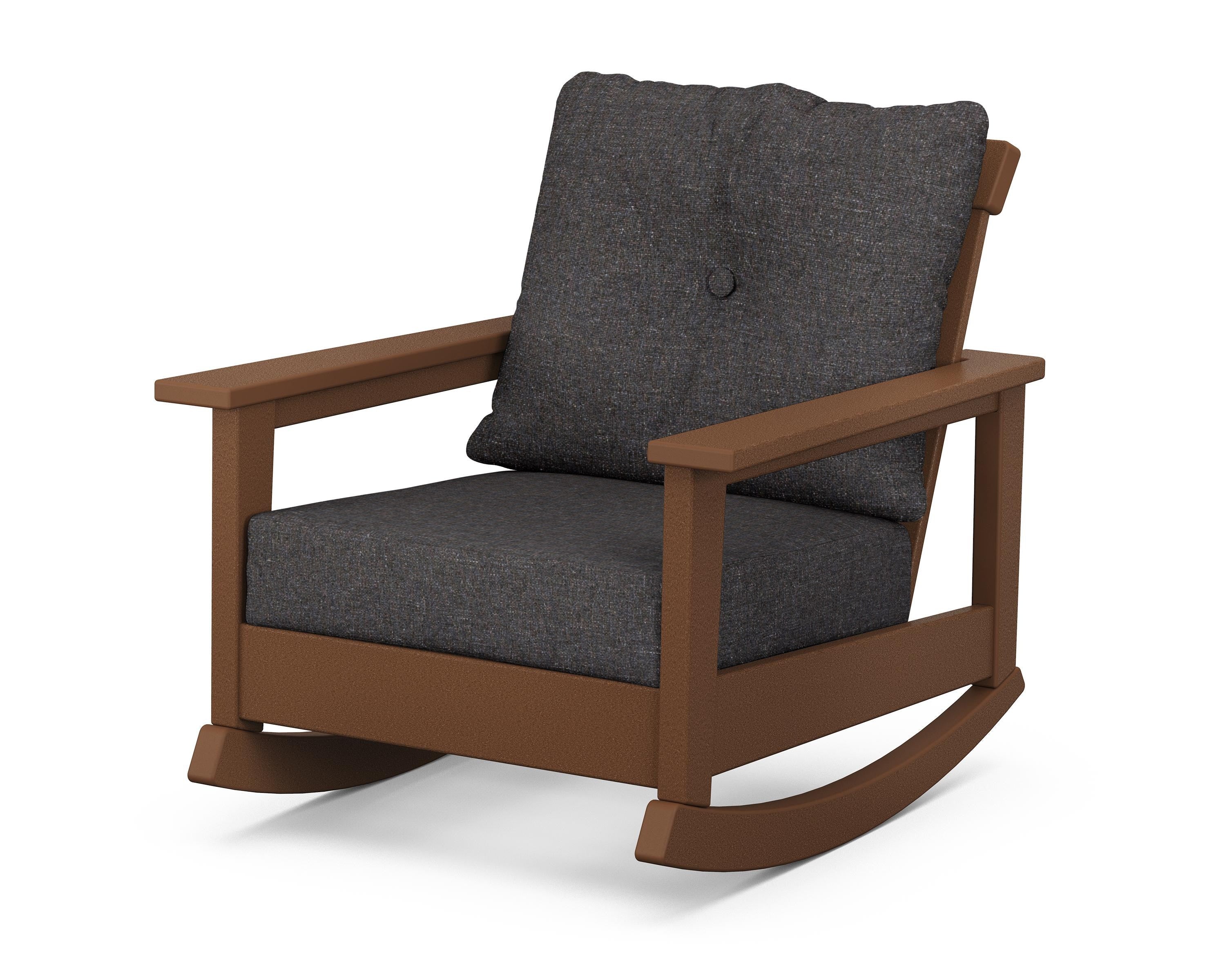 POLYWOOD® Prescott Deep Seating Rocking Chair in Teak / Ash Charcoal