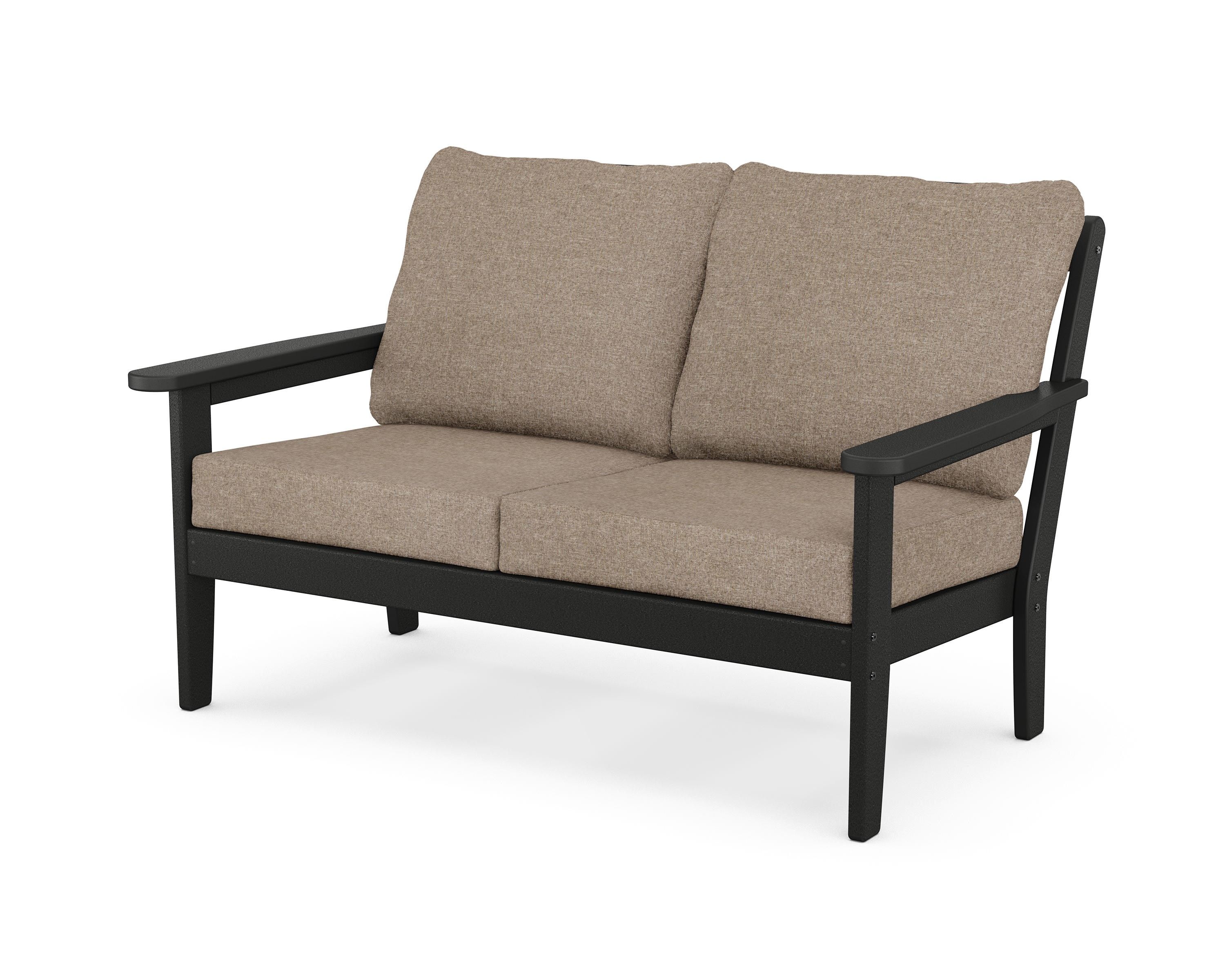Country Living Cottage Deep Seating Loveseat in Black / Spiced Burlap