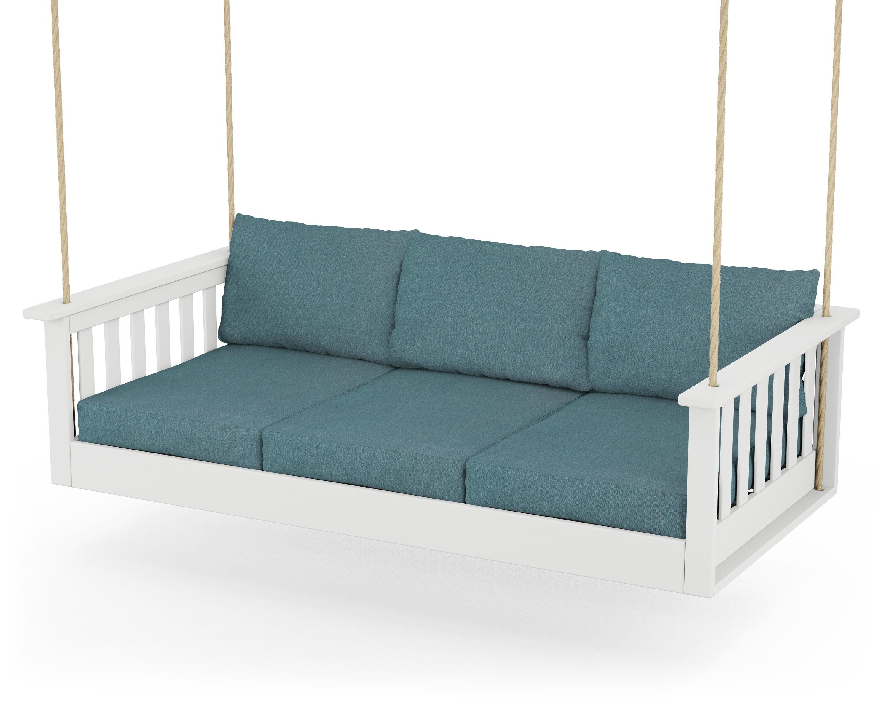 POLYWOOD® Vineyard Daybed Swing in White / Ocean Teal