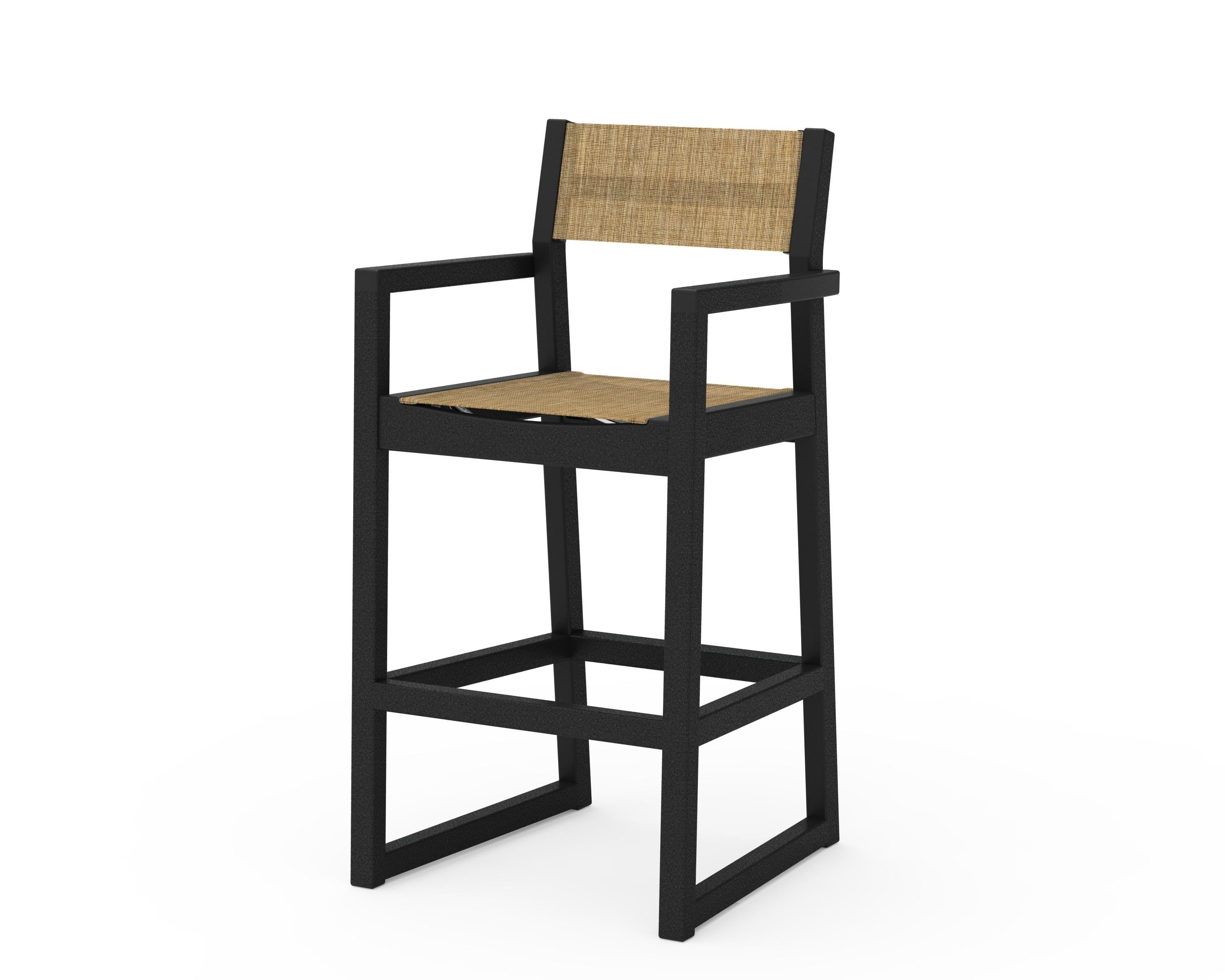 POLYWOOD® EDGE Sling Bar Arm Chair in Black / Burlap Sling