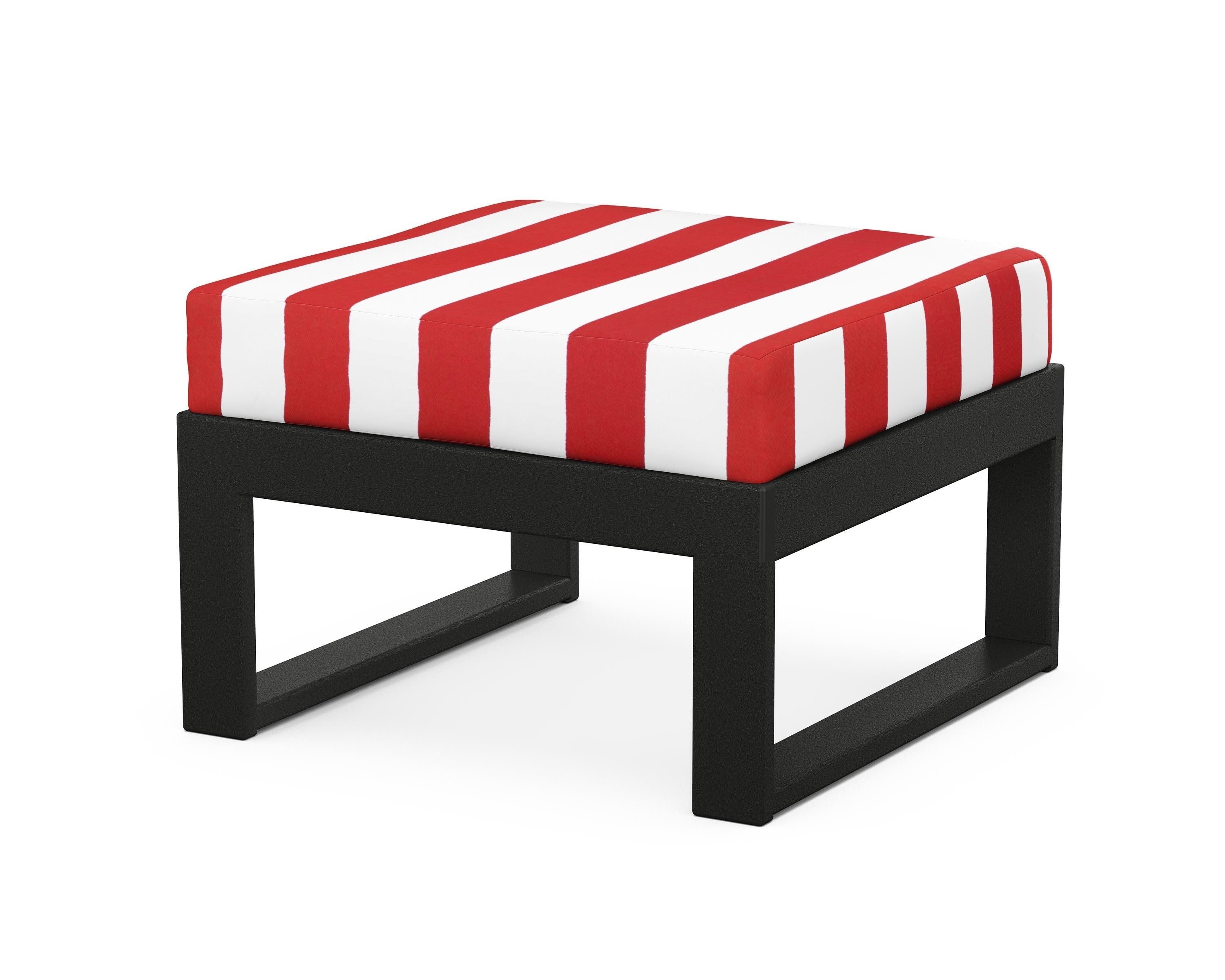 Unbranded Modular Ottoman - Modern in Black / Cabana Stripe Crimson