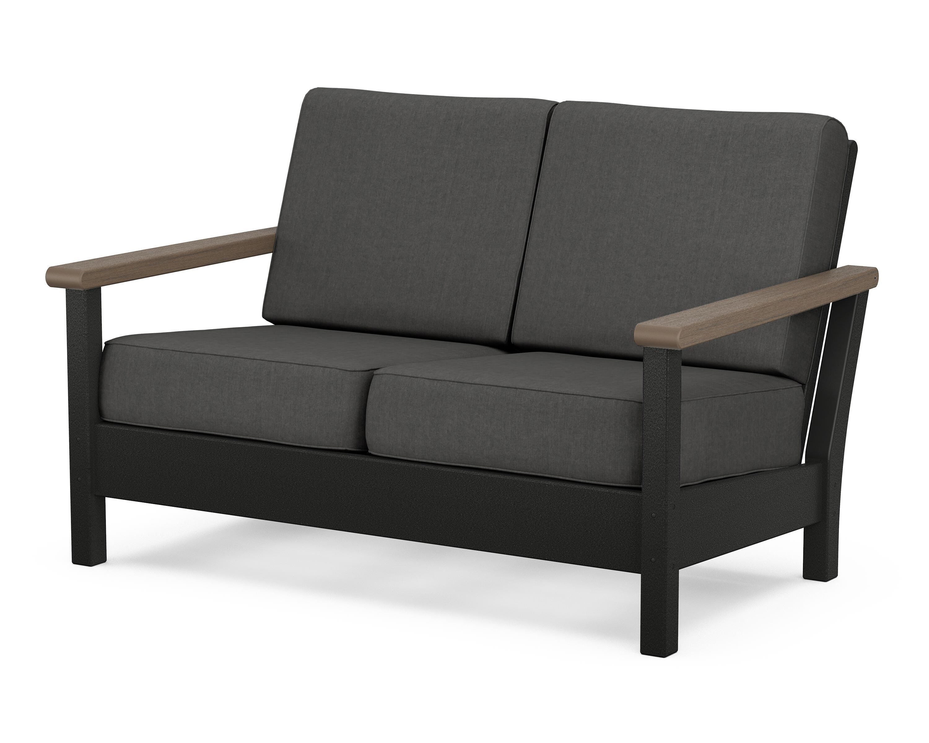 POLYWOOD® Harbour Deep Seating Loveseat in Black / Kona / Spectrum Carbon