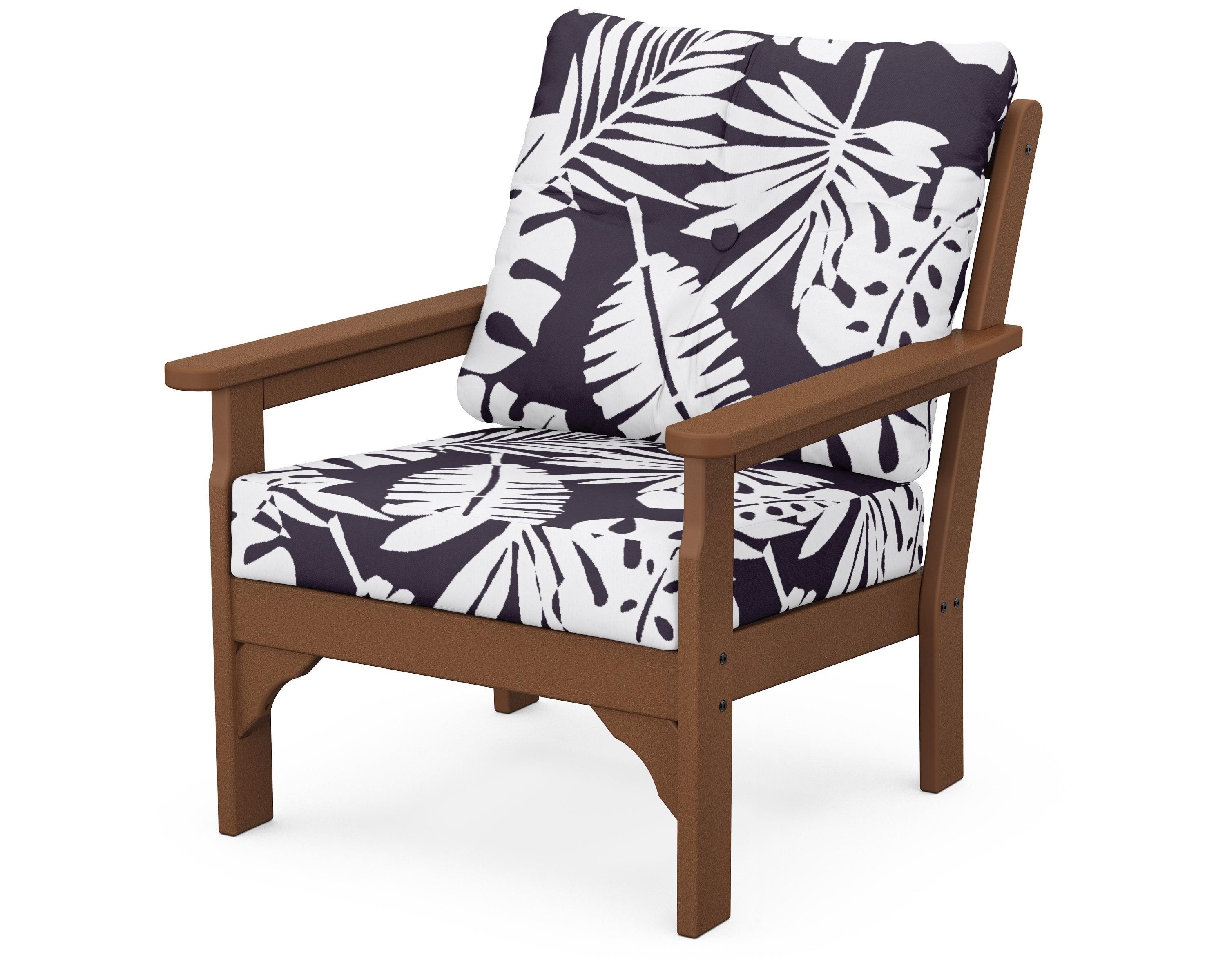 POLYWOOD® Vineyard Deep Seating Chair in Teak / Leaf Navy