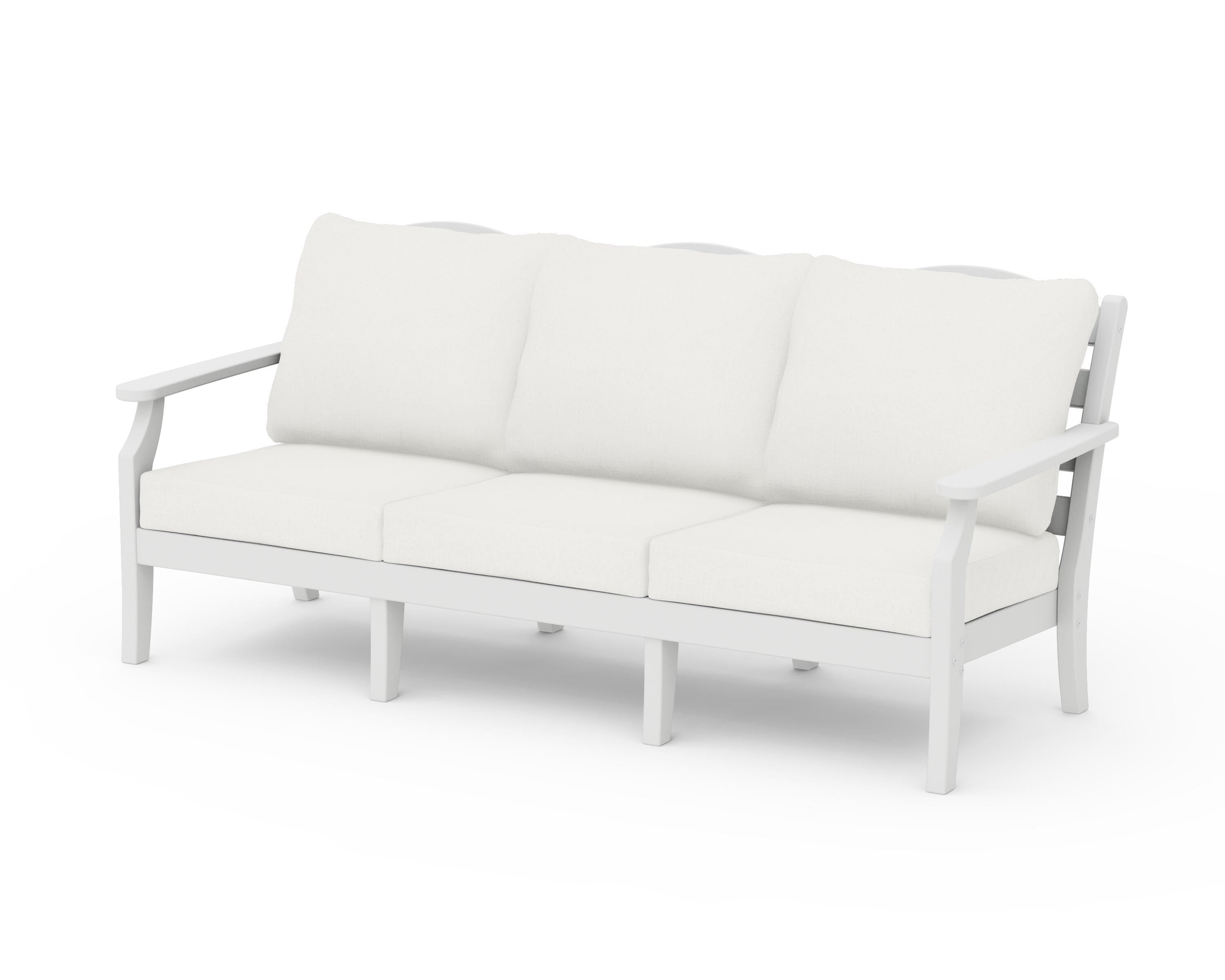 Draper James™ by POLYWOOD® Savannah Deep Seating Sofa in White / Natural Linen
