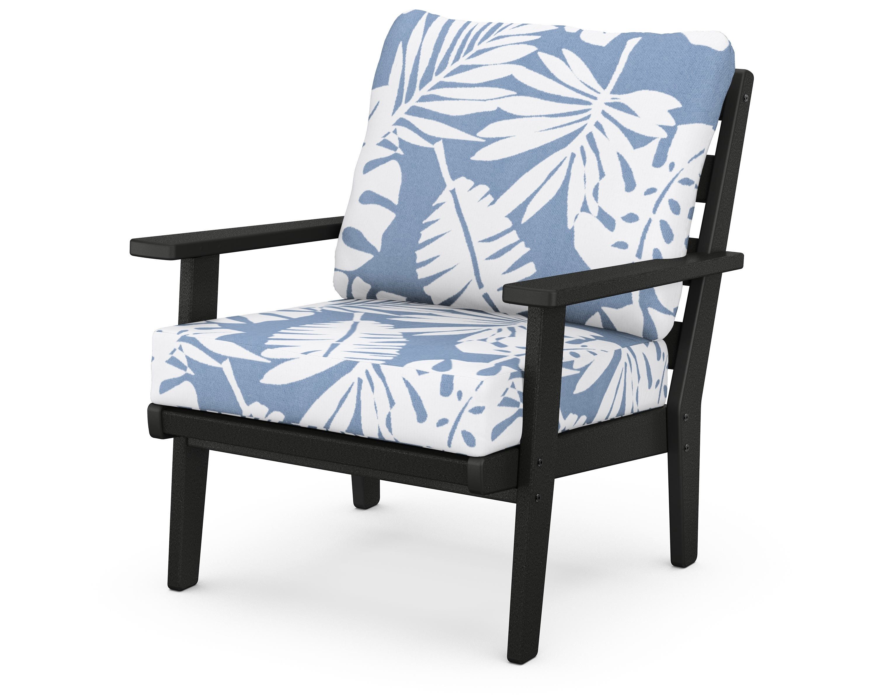 POLYWOOD® Grant Park Deep Seating Chair in Black / Leaf Sky Blue