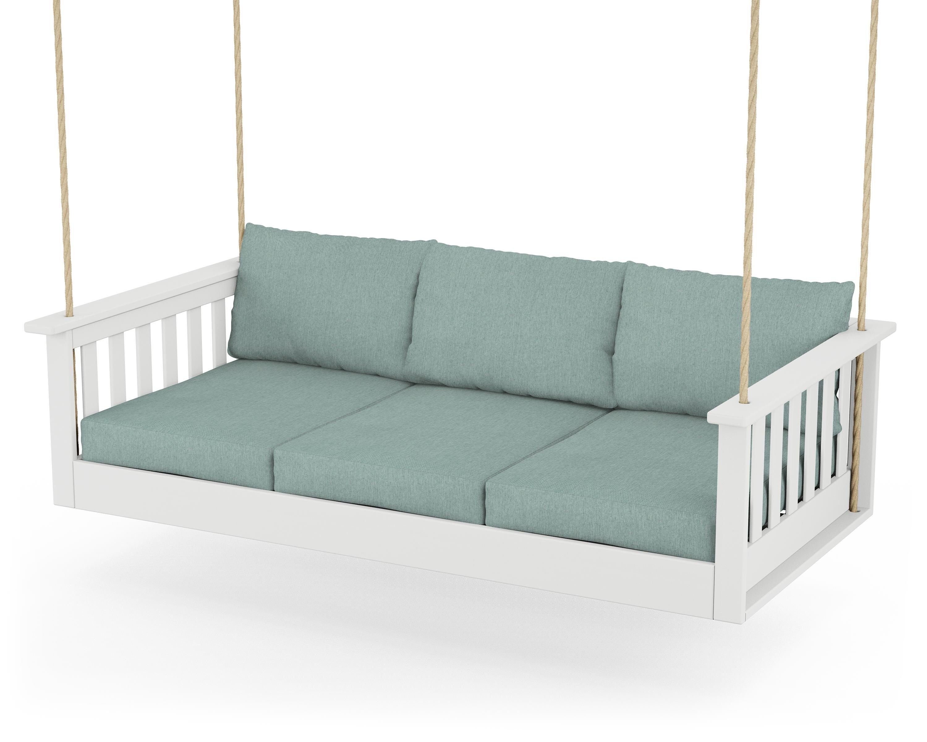 POLYWOOD® Vineyard Daybed Swing in White / Glacier Spa