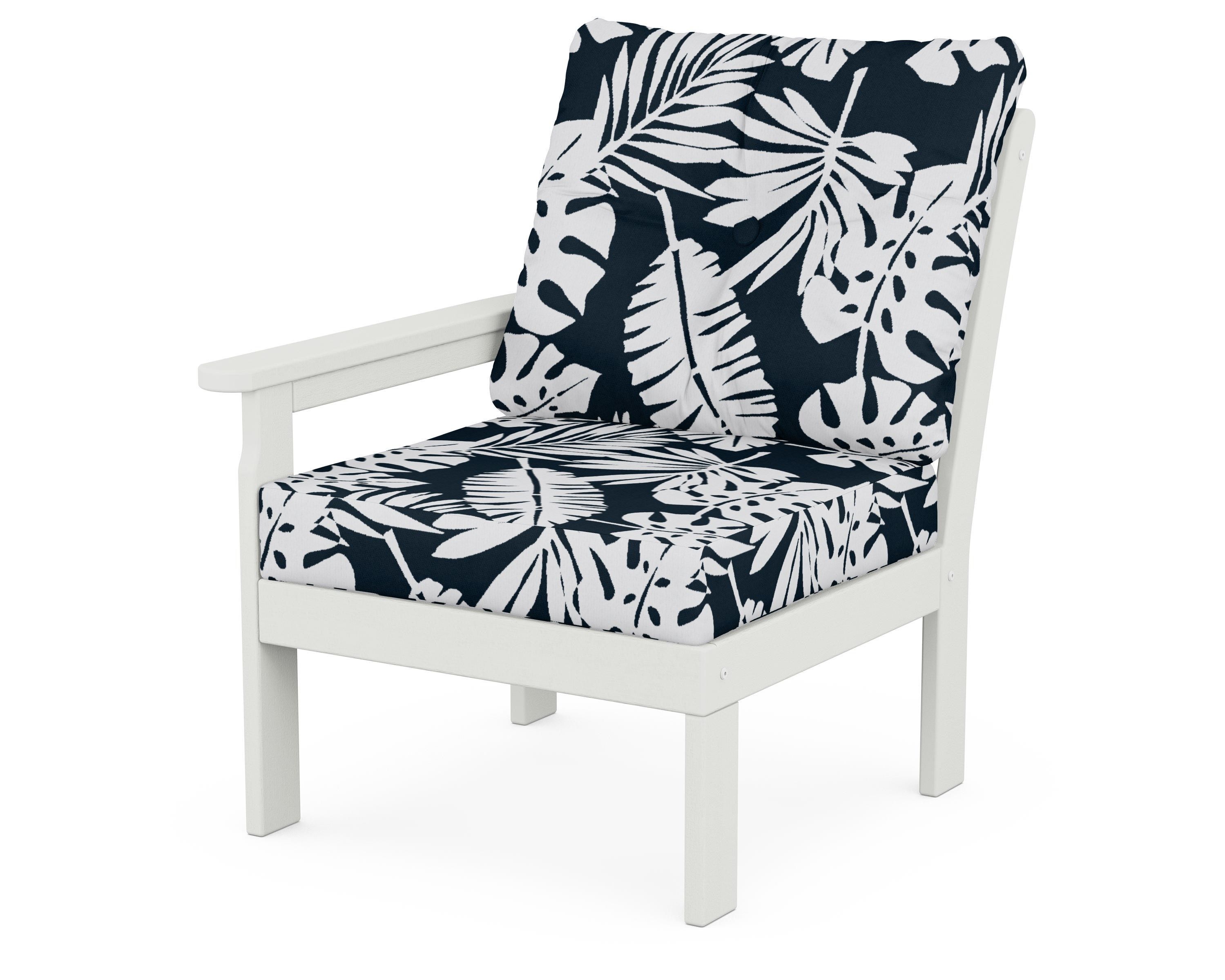 POLYWOOD® Vineyard Modular Left Arm Chair in Vintage White / Leaf Marine Indigo