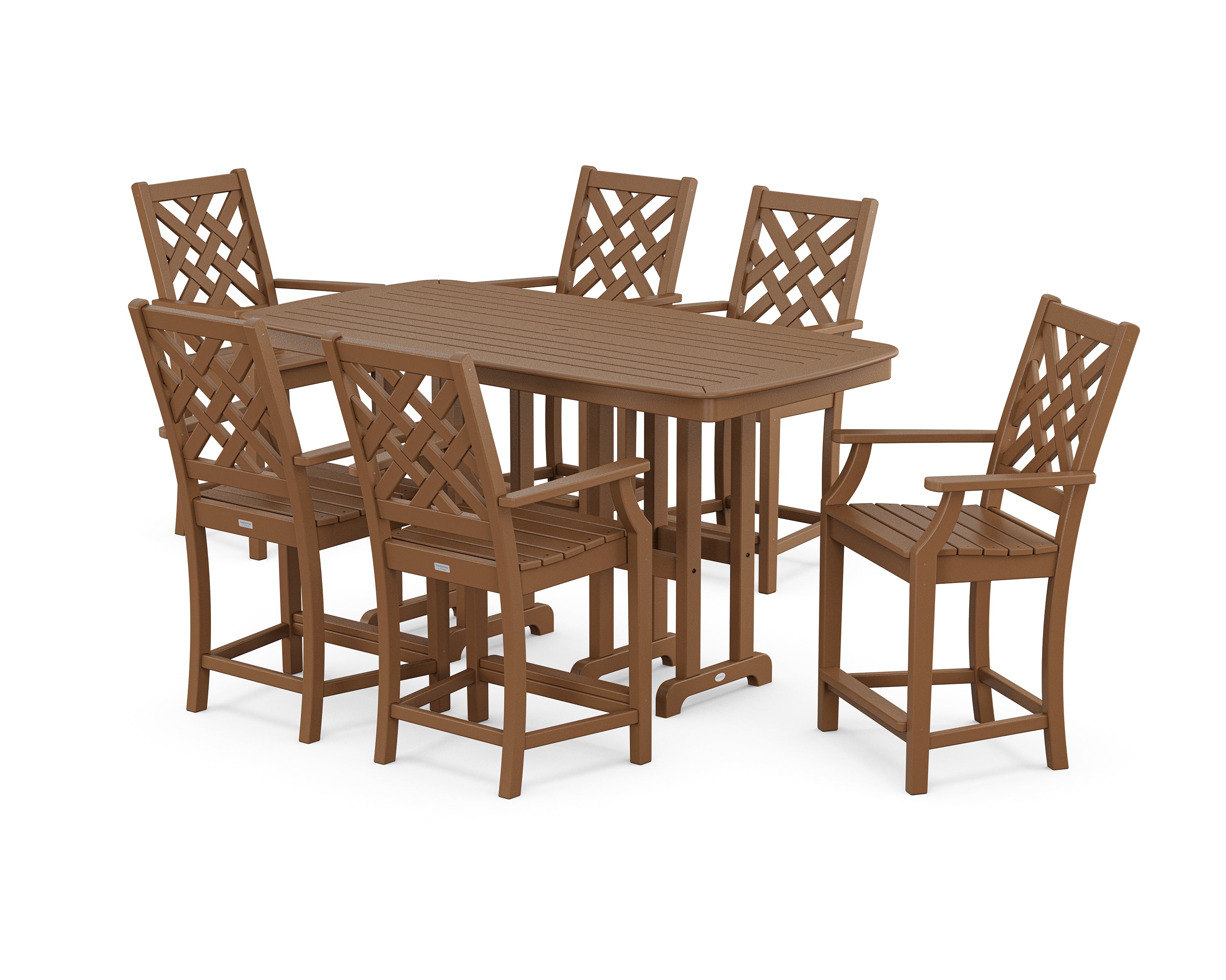 Country Living Wovendale Arm Chair 7-Piece Counter Set in Teak