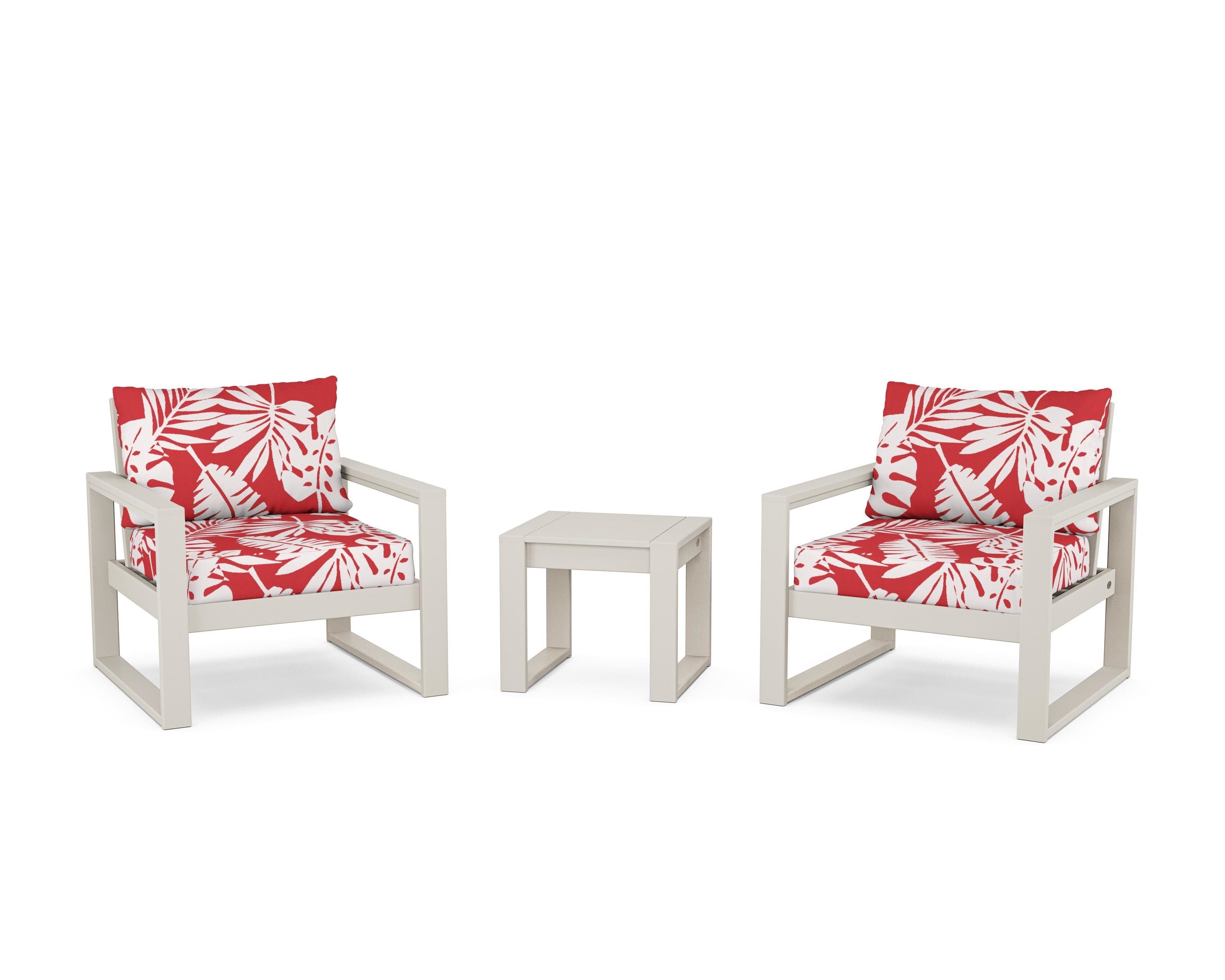 POLYWOOD® EDGE Sectional 3-Piece Deep Seating Set in Sand / Leaf Crimson
