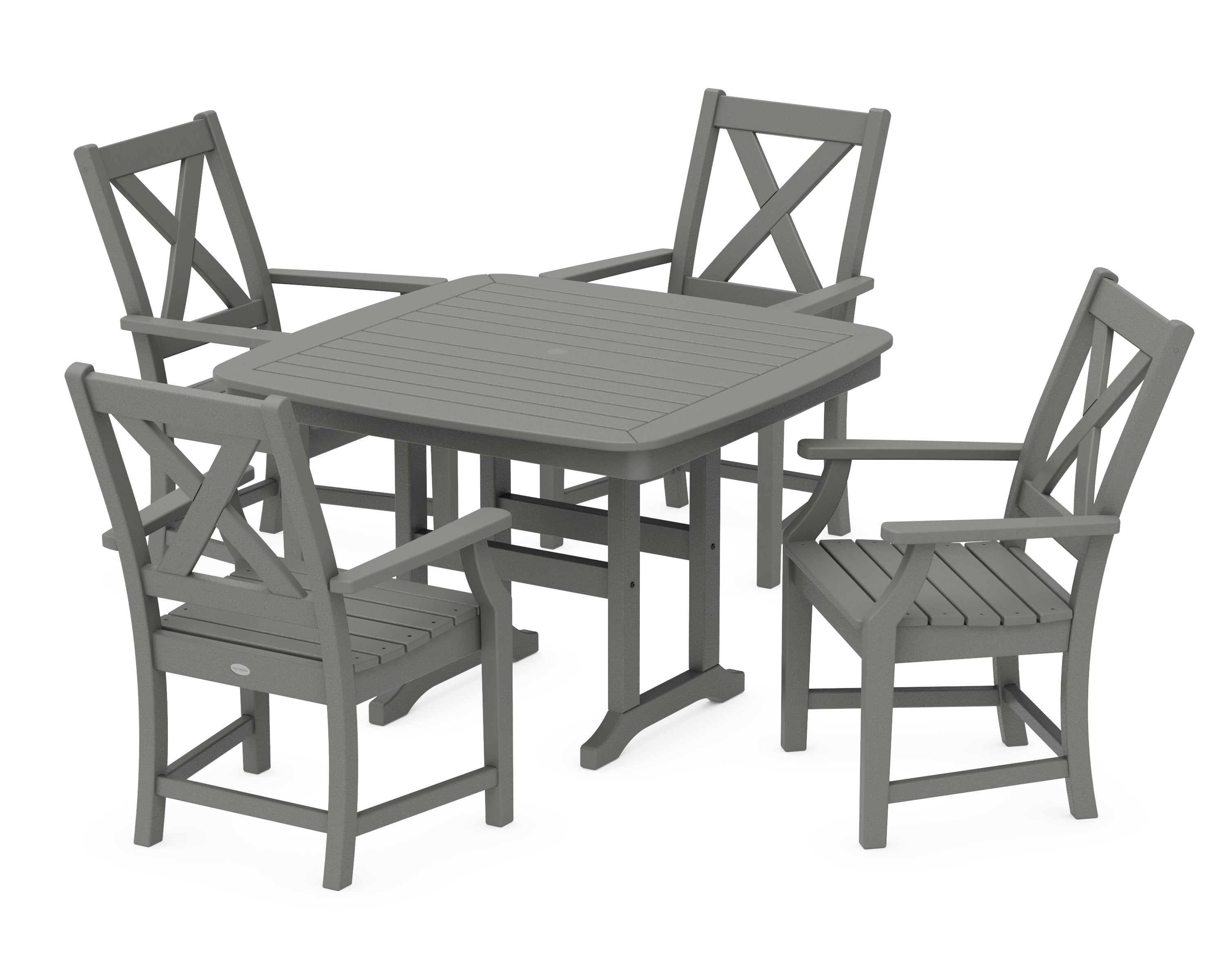 POLYWOOD® Braxton 5-Piece Dining Set with Trestle Legs in Slate Grey