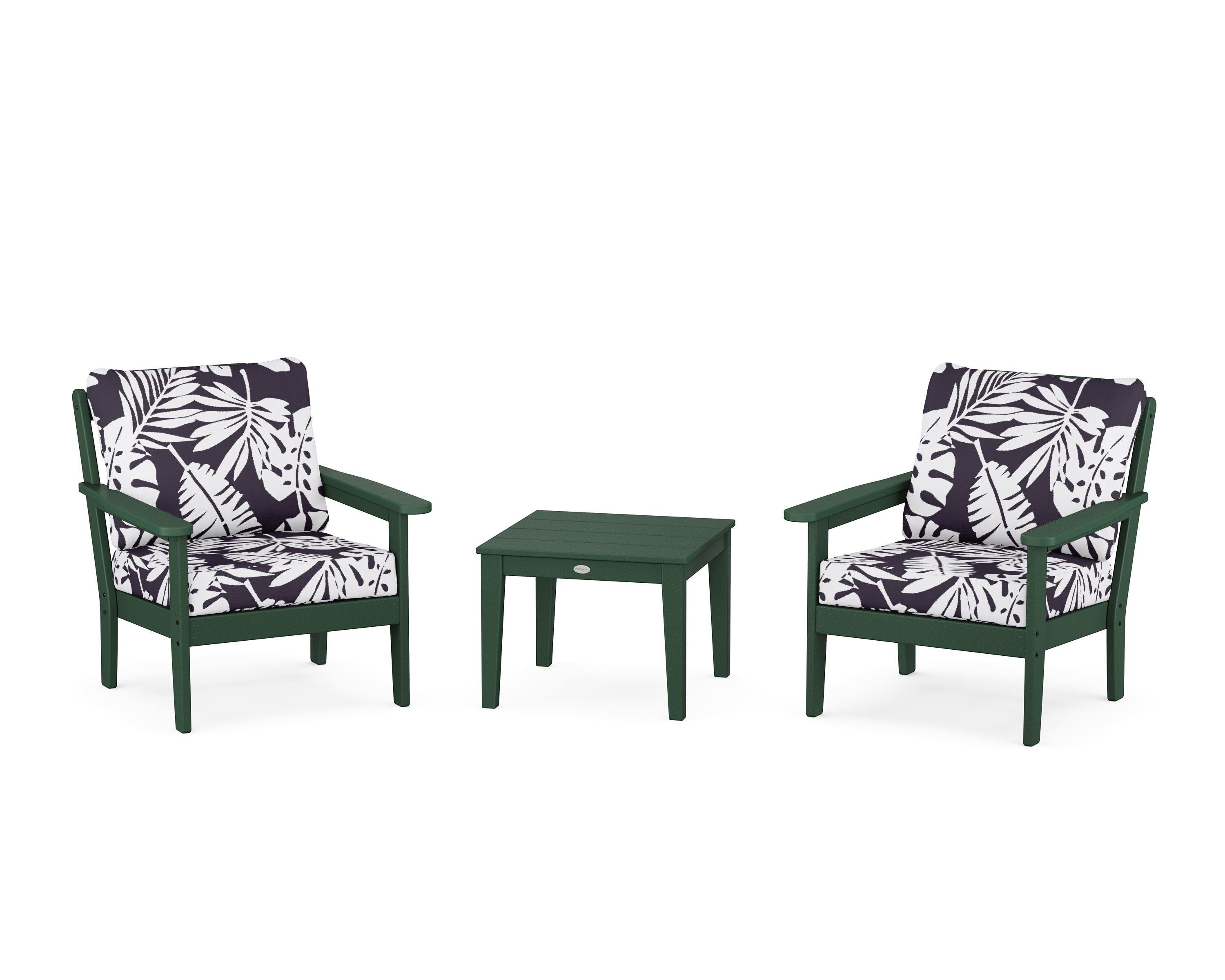 Country Living Cottage 3-Piece Deep Seating Set in Green / Leaf Navy