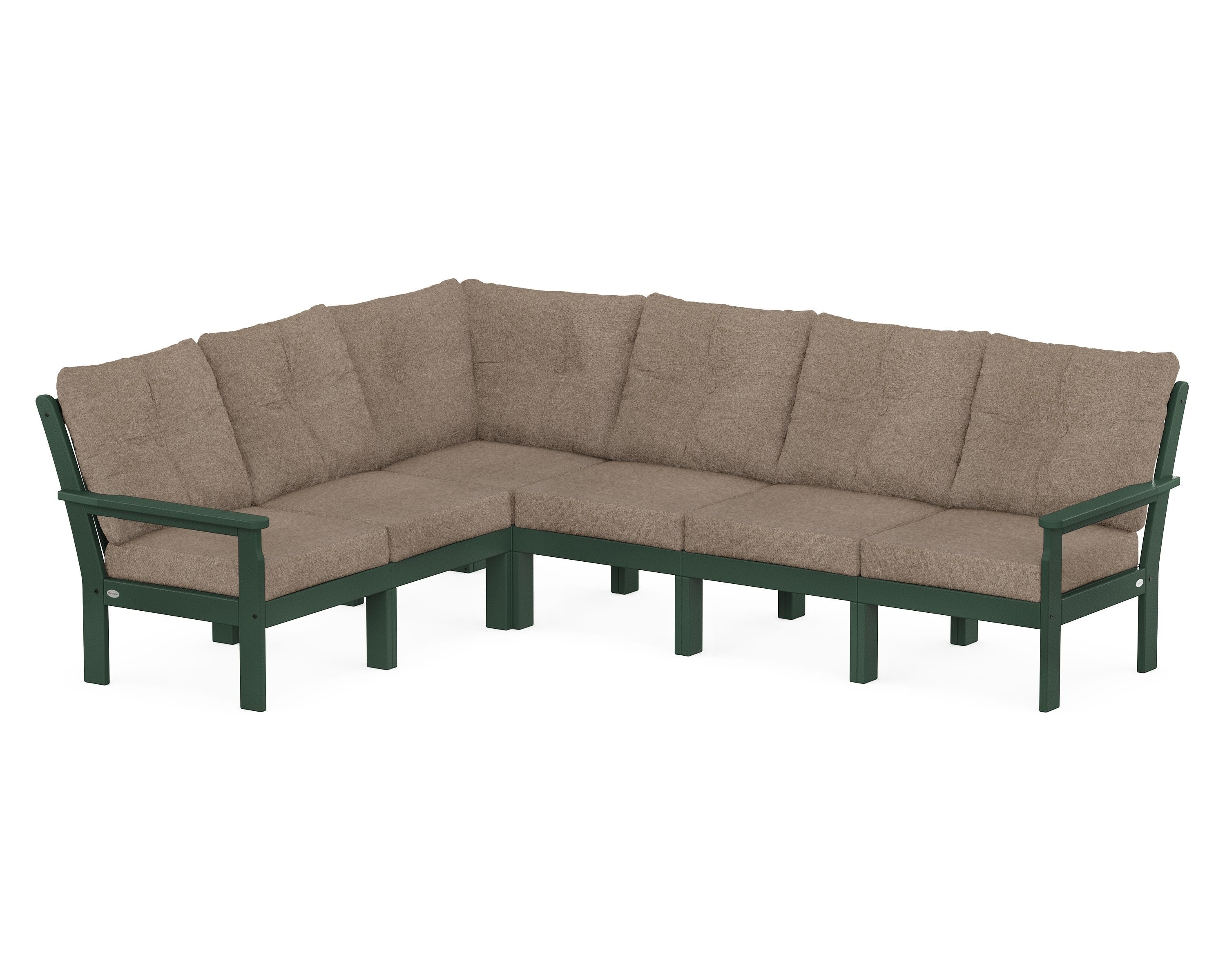 POLYWOOD® Vineyard 6-Piece Sectional in Green / Spiced Burlap