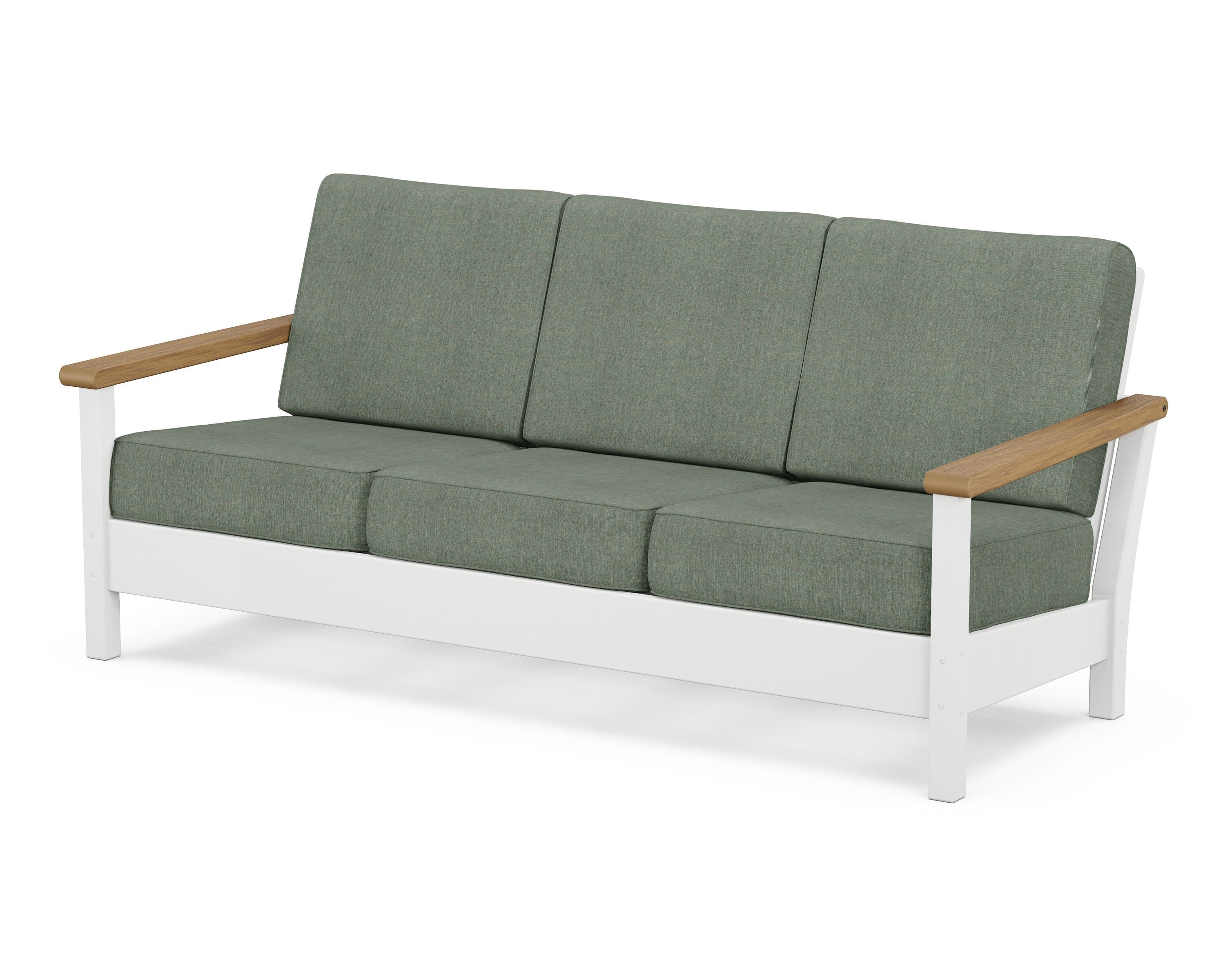 POLYWOOD® Harbour Deep Seating Sofa in White / Natural / Cast Sage
