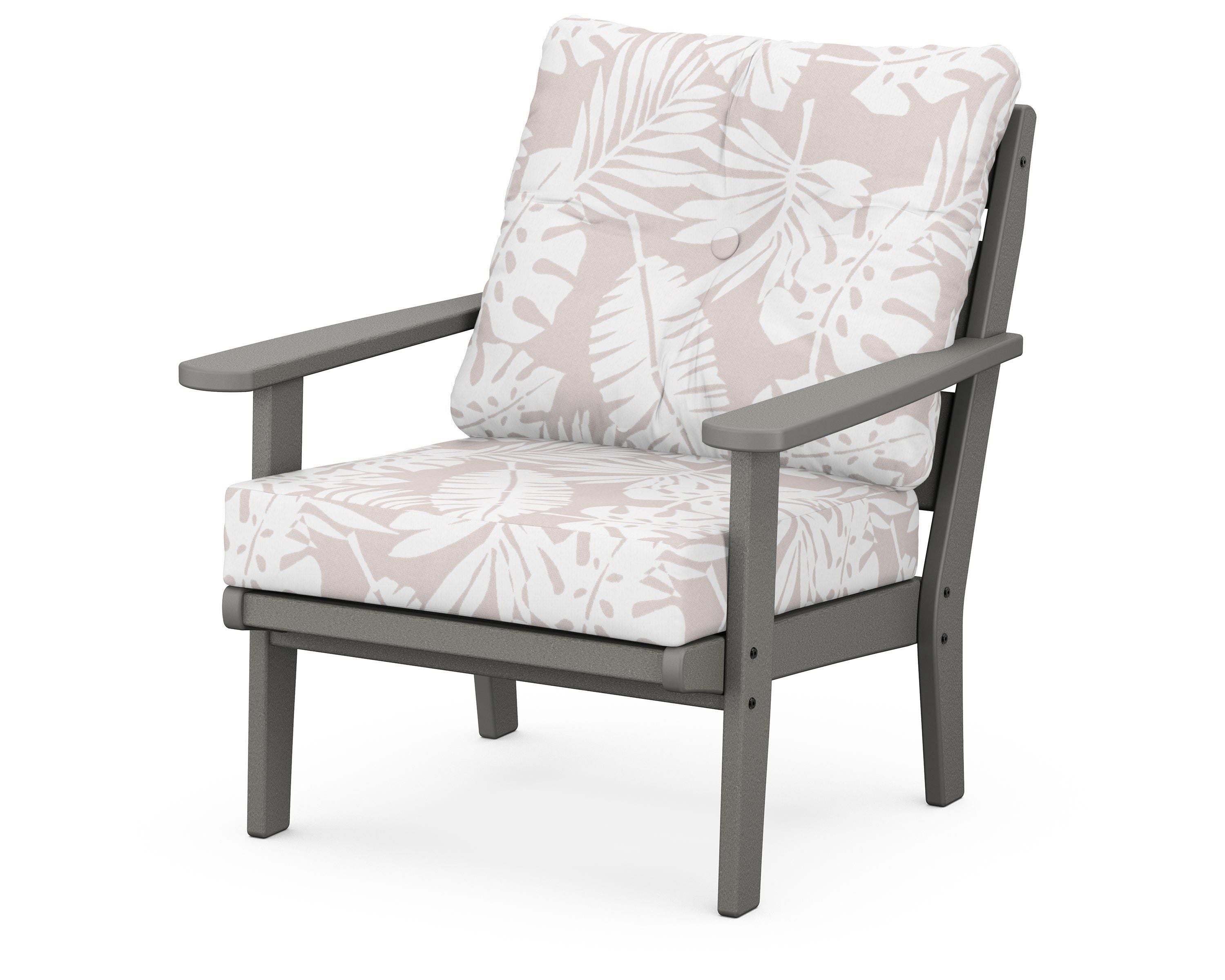 POLYWOOD® Lakeside Deep Seating Chair in Slate Grey / Leaf Dune Burlap