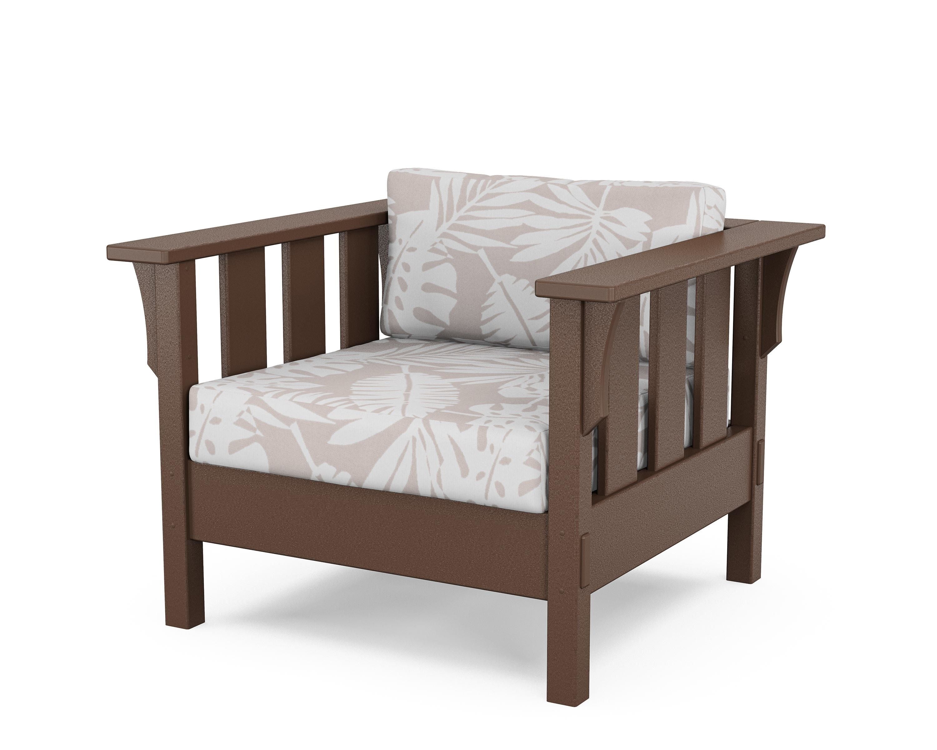 Martha Stewart by POLYWOOD® Acadia Deep Seating Chair in Mahogany / Leaf Dune Burlap