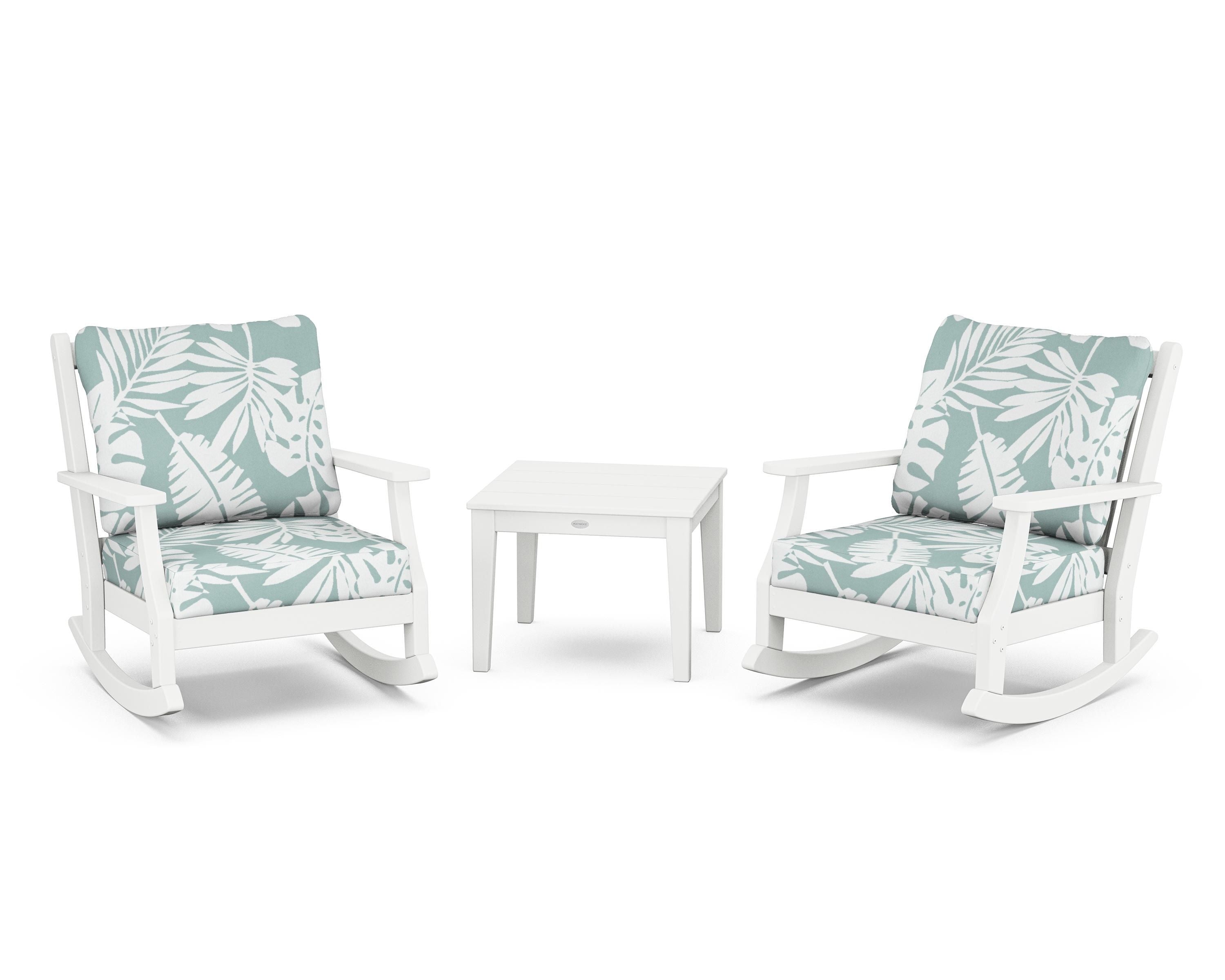 Country Living Wovendale 3-Piece Deep Seating Rocker Set in White / Leaf Glacier Spa