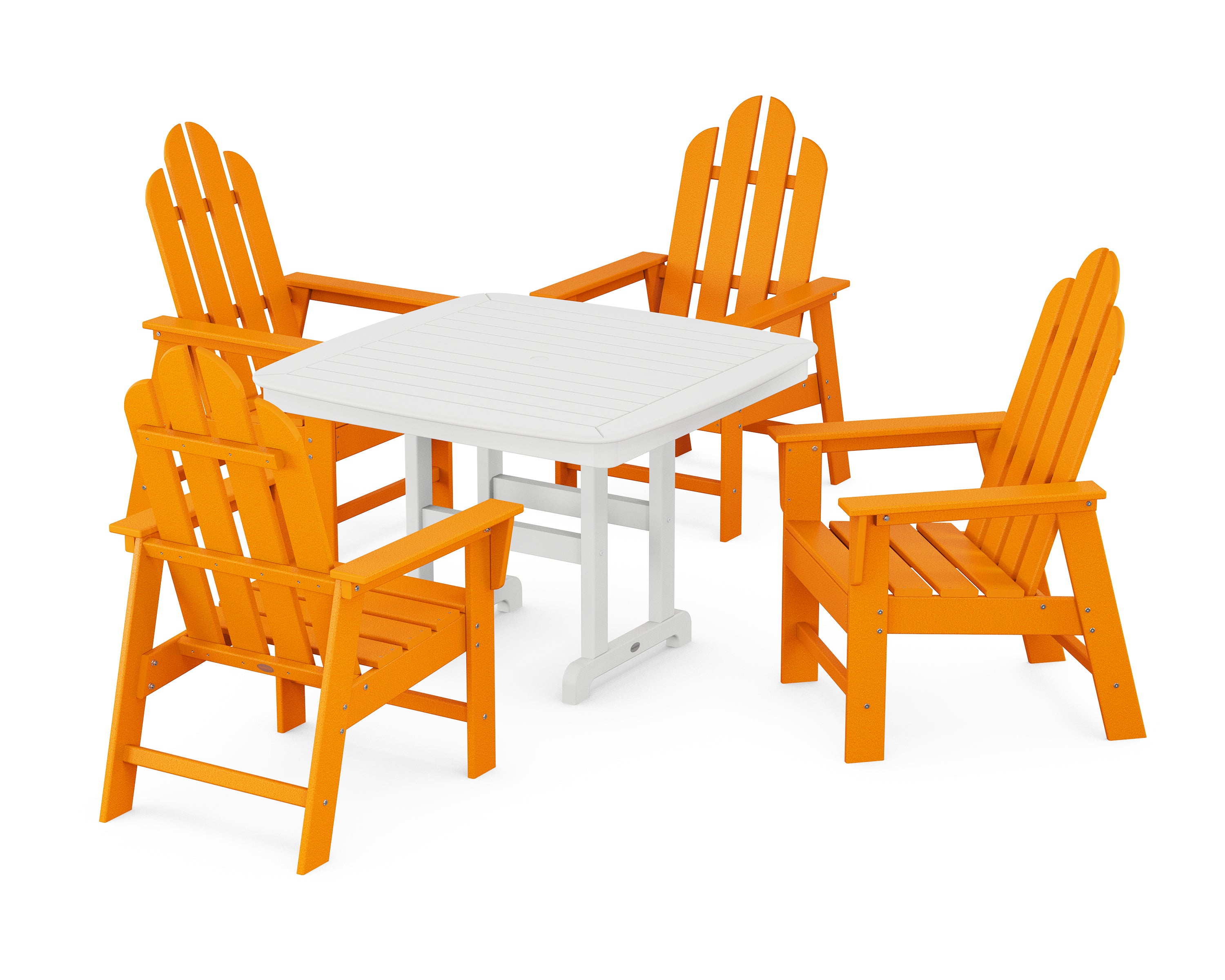POLYWOOD® Long Island 5-Piece Dining Set with Trestle Legs in Tangerine / White