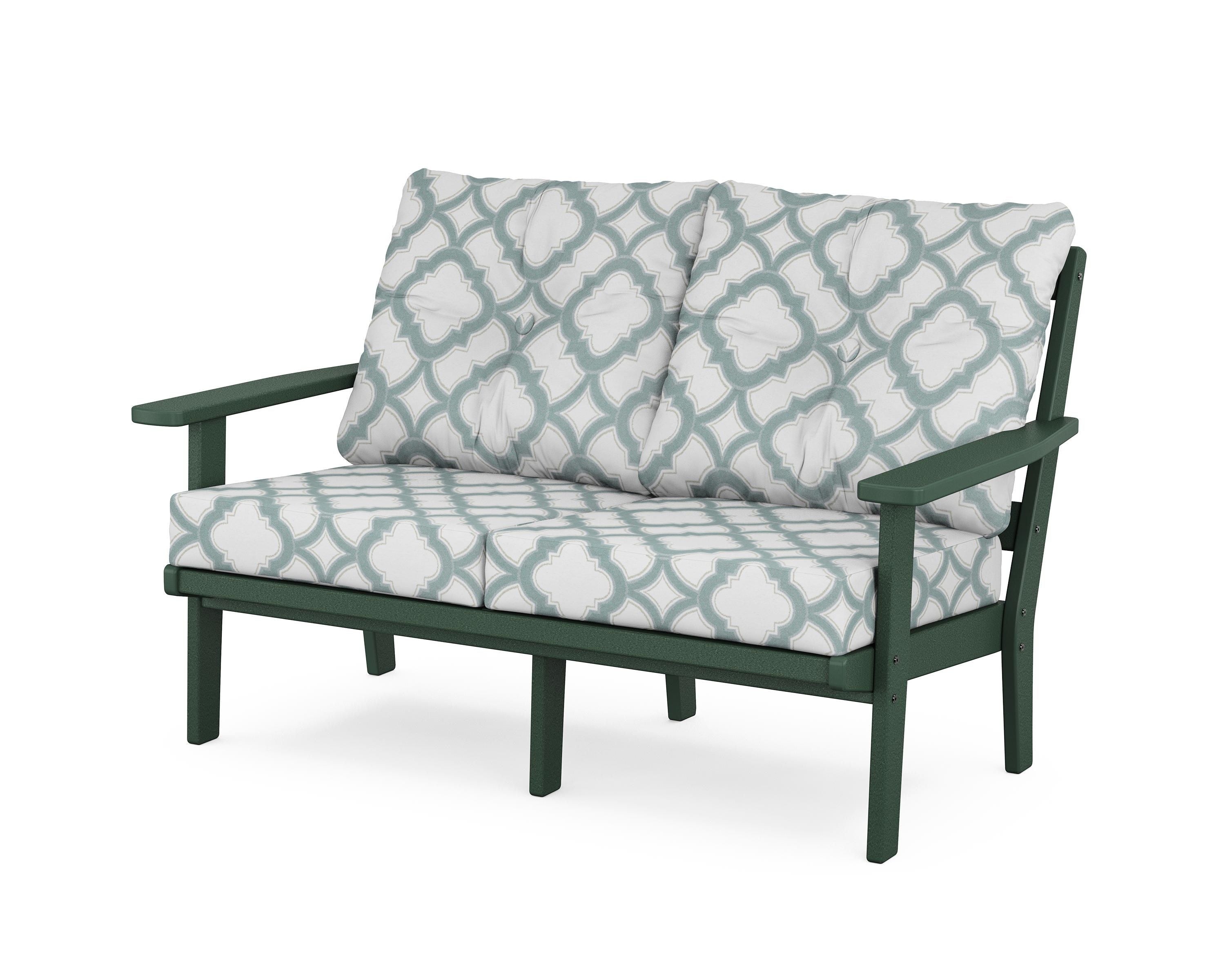POLYWOOD® Prairie Deep Seating Loveseat in Green / Trellis Glacier Spa