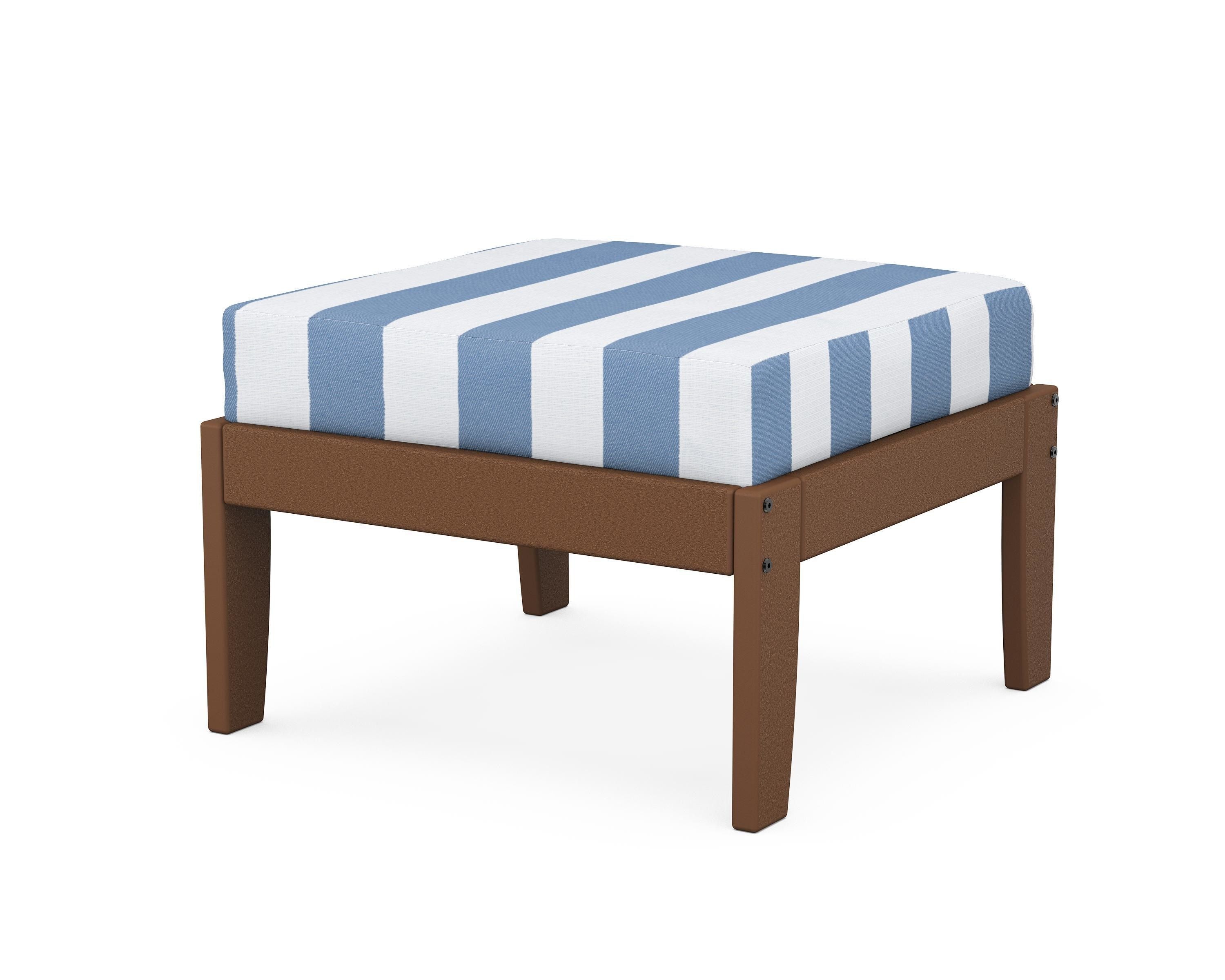 Unbranded Modular Ottoman - Classic in Teak / Cabana Stripe Sky Blue