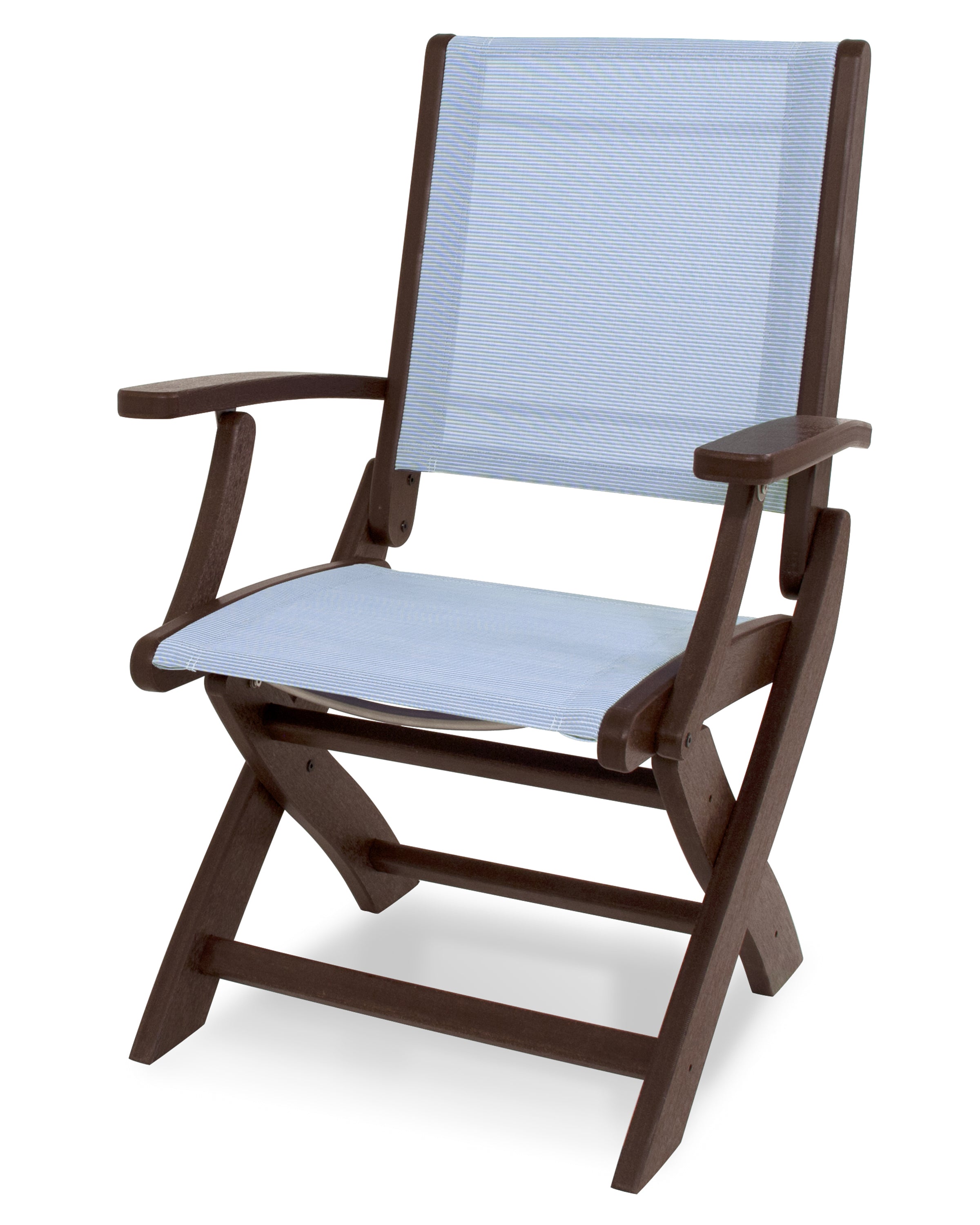 POLYWOOD® Coastal Folding Chair in Mahogany / Poolside Sling