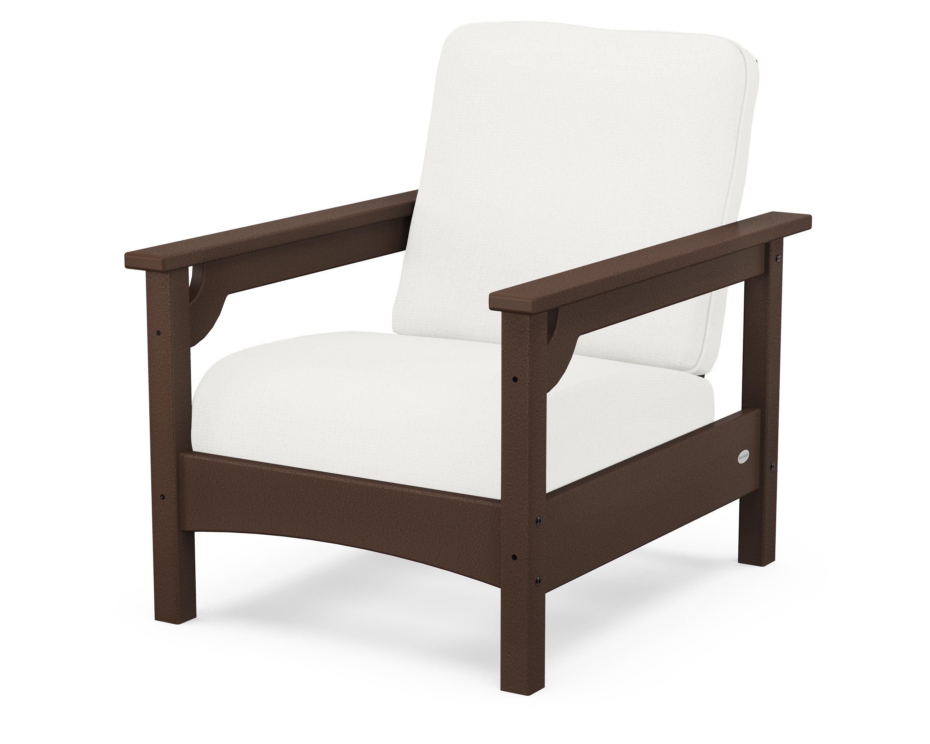 POLYWOOD® Club Chair in Mahogany / Natural Linen