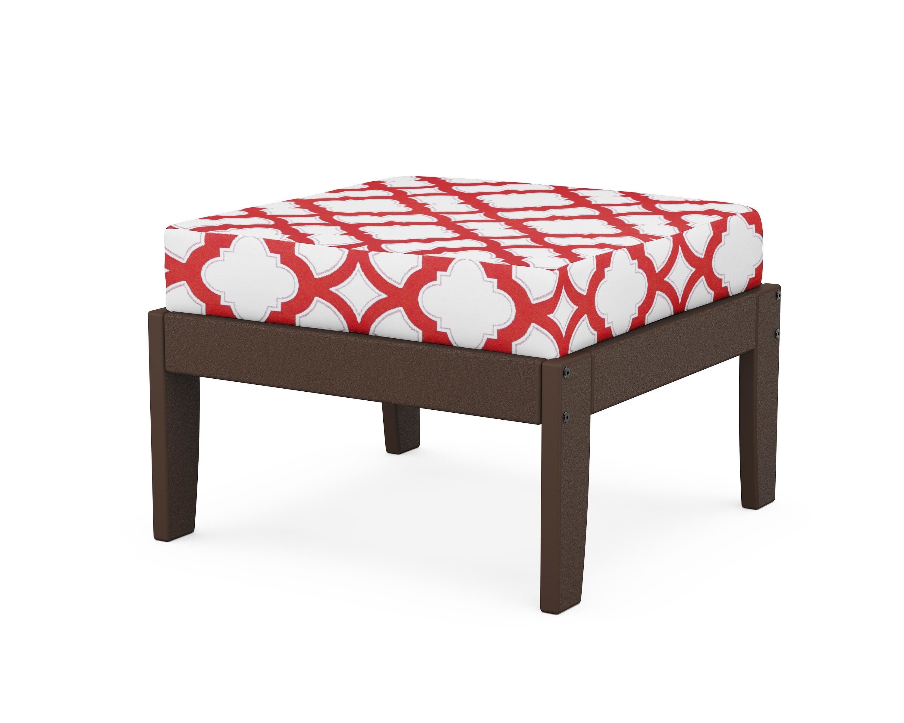 Unbranded Modular Ottoman - Classic in Mahogany / Trellis Crimson