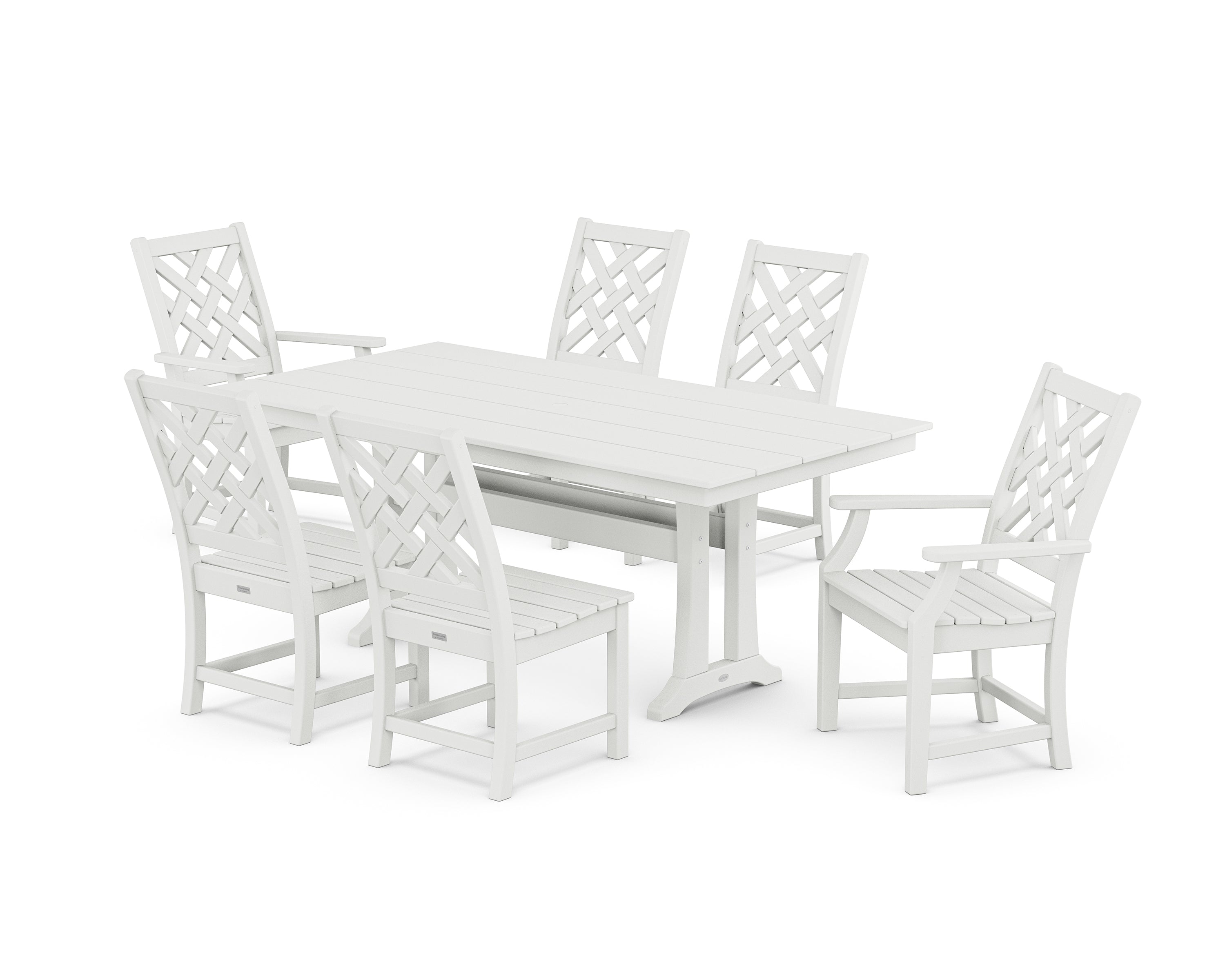 Country Living Wovendale 7-Piece Farmhouse Dining Set with Trestle Legs in White