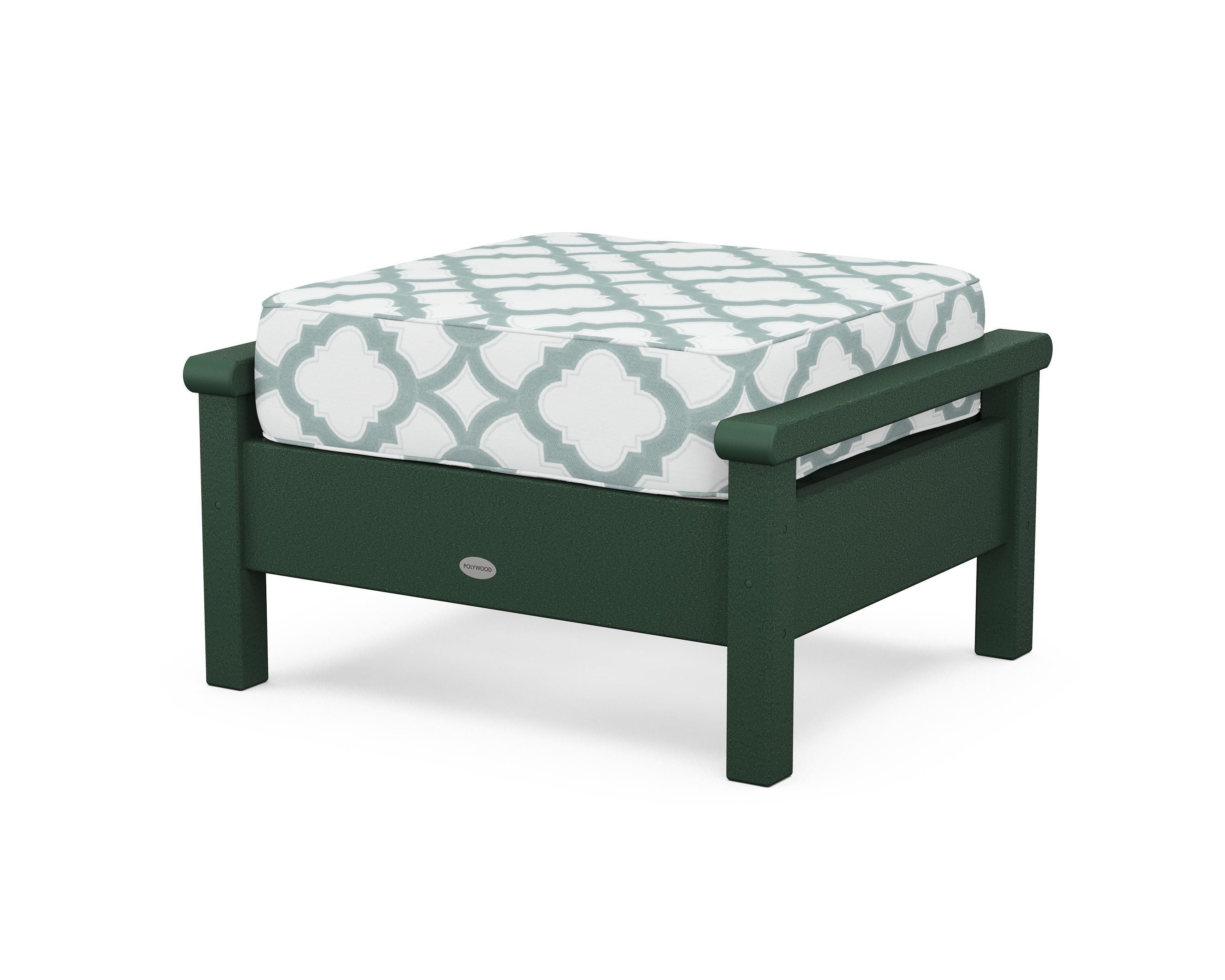 POLYWOOD® Harbour Deep Seating Ottoman in Green / Trellis Glacier Spa