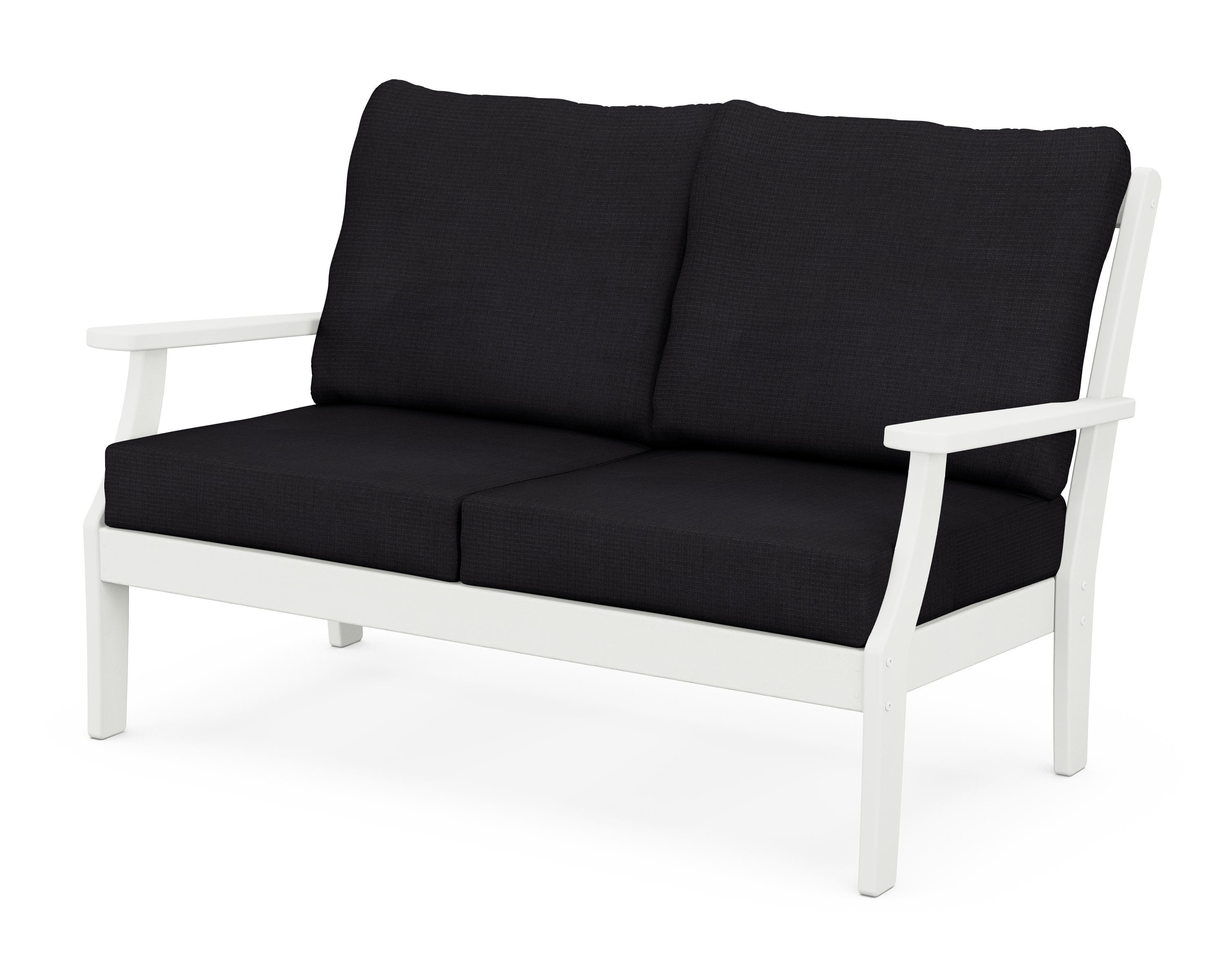 POLYWOOD® Braxton Deep Seating Loveseat in Vintage White / Midnight Linen