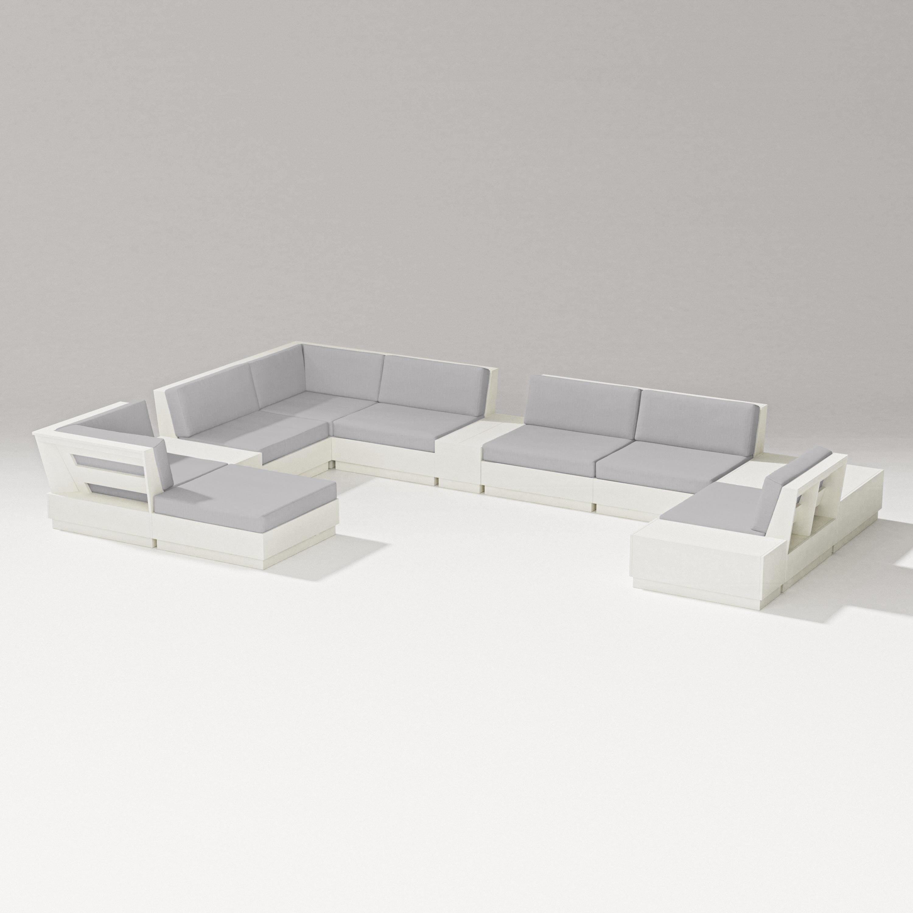 PW Designer Series Elevate 12-Piece Conversation Sectional Set in Vintage White / Granite