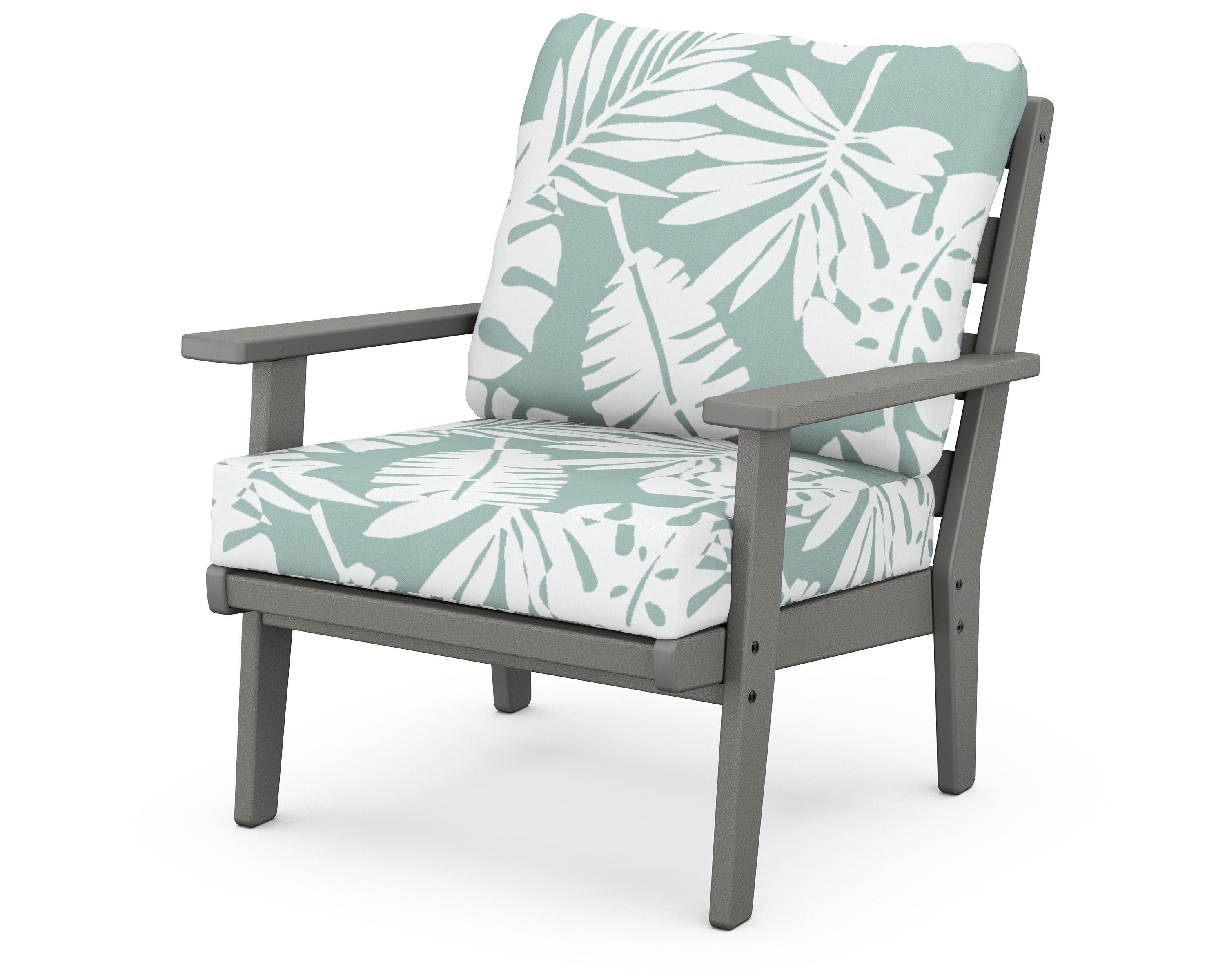 POLYWOOD® Grant Park Deep Seating Chair in Slate Grey / Leaf Glacier Spa