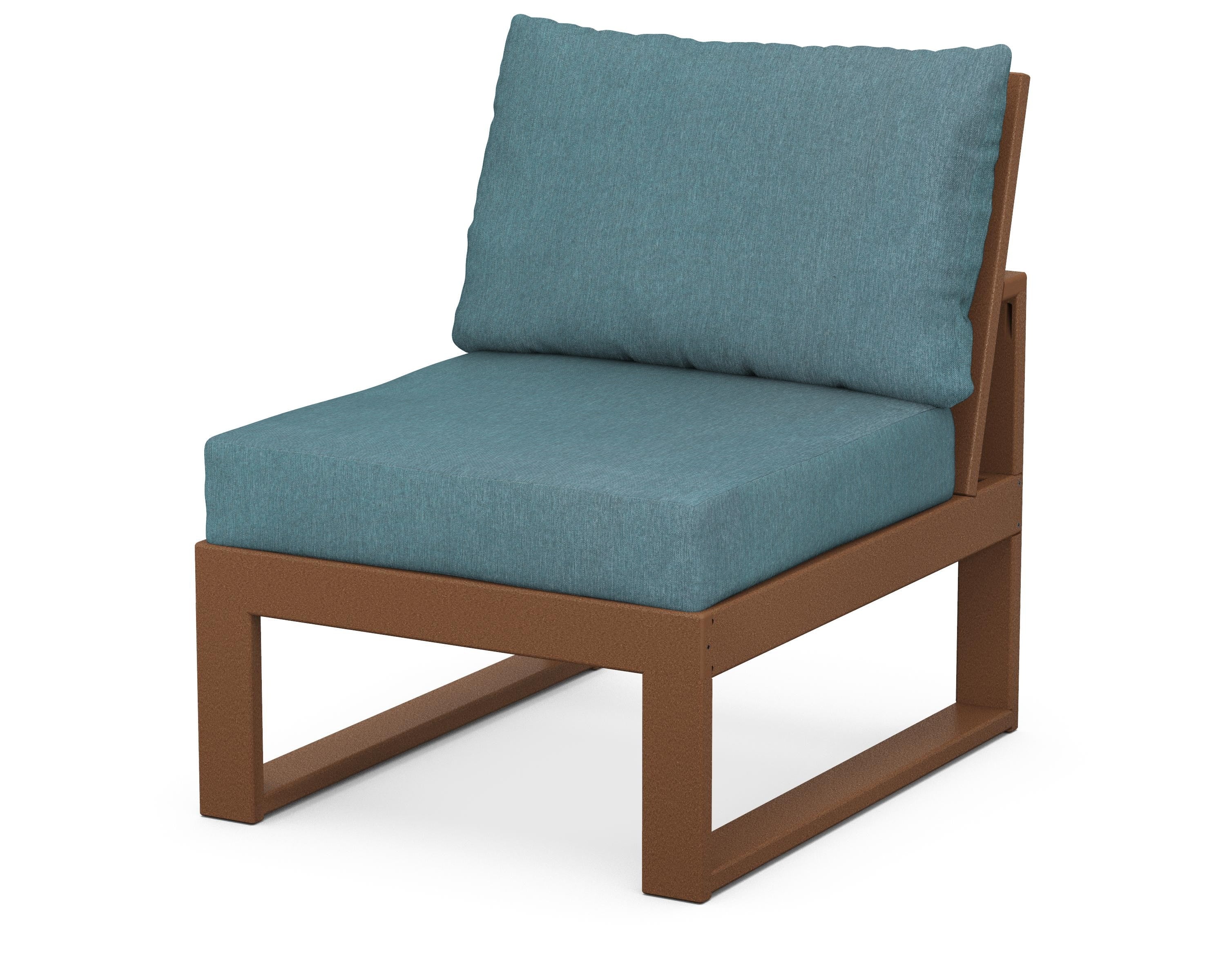 Unbranded Modular Armless Chair in Teak / Ocean Teal